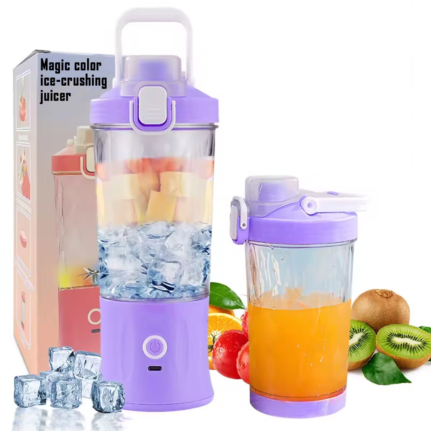 Eletric Crusher Juicer With Multicolor Light, 8 Blades (600 ML / Multicolor) - Springkart 