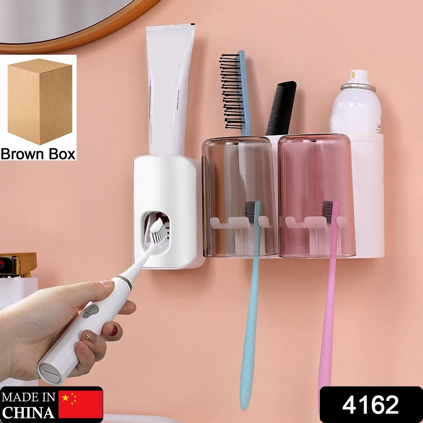 Automatic toothpaste holder with multi-functional toothbrush storage.