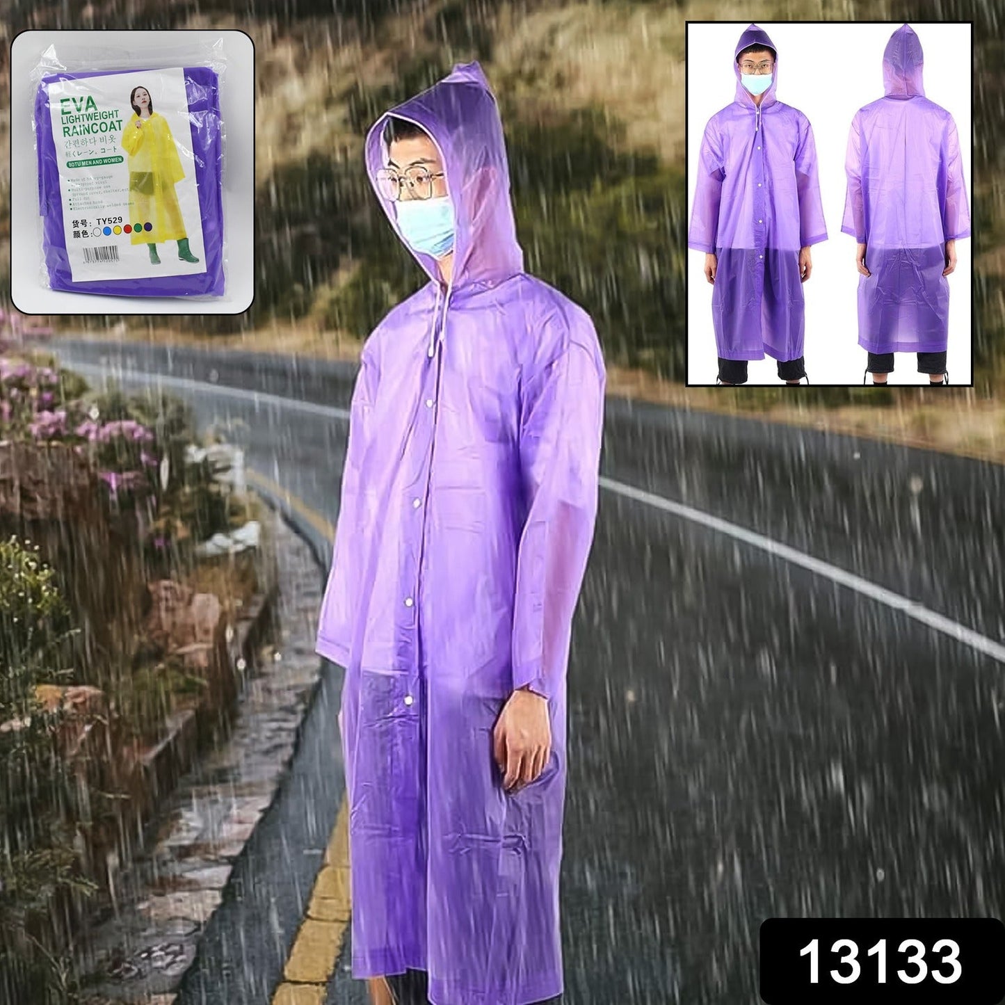 EVA Raincoat Protect Body Arms Legs, Waterproof Reusable Rain Poncho for Women Men Adult Kids Outdoor Traveling Eva Material Raincoat / Rain wear / Rain Suit for Outdoor Accessory (1pc) - Springkart 