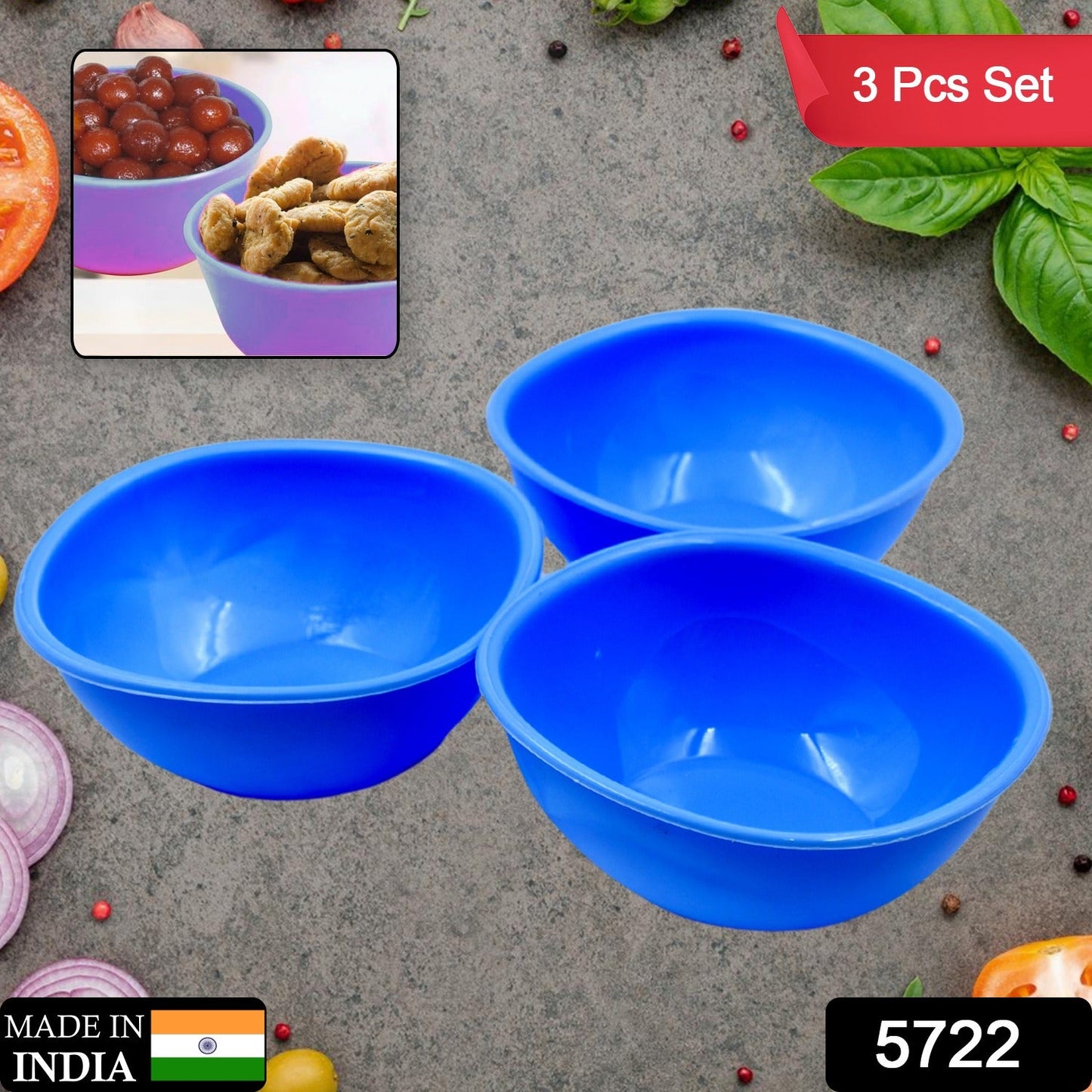 BPA Free Plastic Bowl Set for Cereal, Salad, Rice, Soup, Pasta, Snack Bowl, Microwave Safe, Dishwasher Safe (3 Pcs Set) - Springkart 
