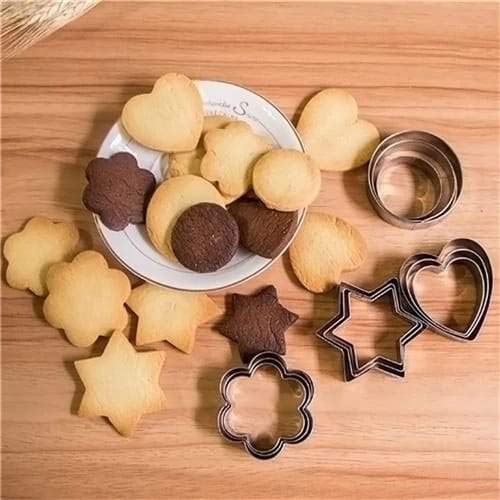 Cookie Cutter Stainless Steel Cookie Cutter with Shape Heart Round Star and Flower (12 Pieces) - Springkart 