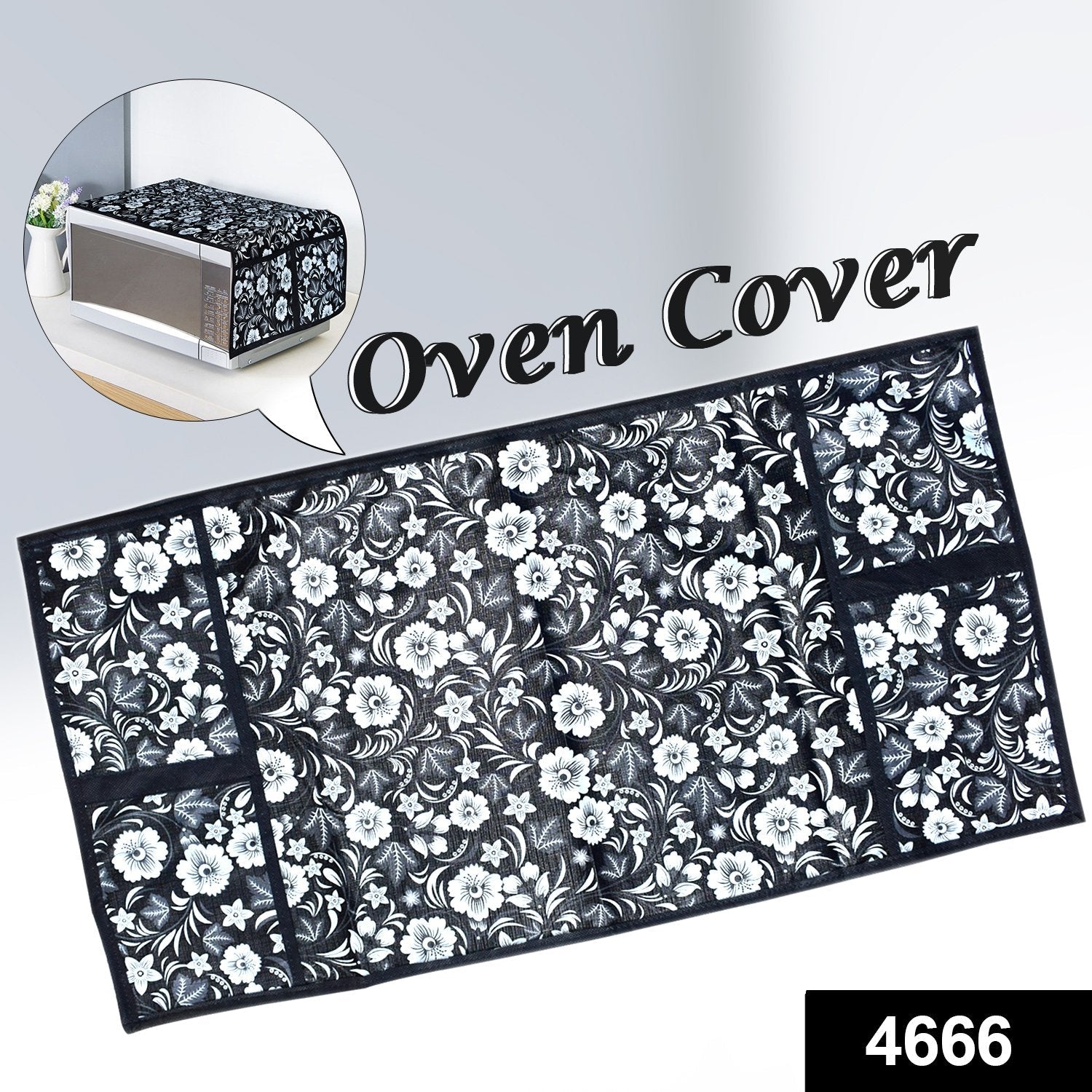 Microwave/Oven Top Cover with 4 Utility Pockets (Mix Design) - Springkart 