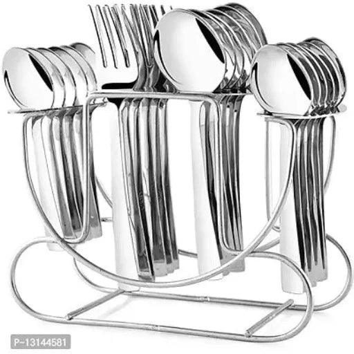 STRONGER STORE Cutlery Rack for Dining Table Stainless Steel-Cutlery Holder (Square) (20 cm) (Holds 24 Spoons & Forks) (spoon & fork not included box) (Oval)