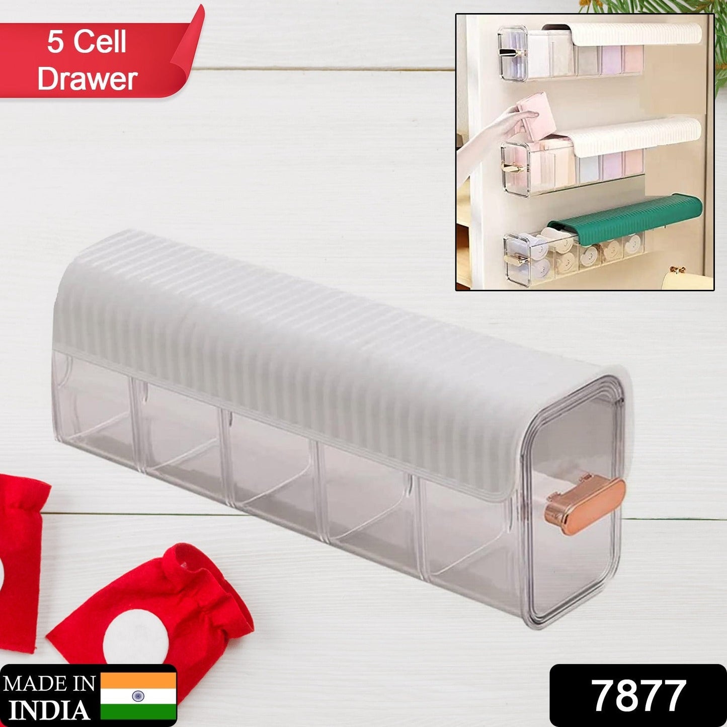 5-Cell Wall Mount Drawer Organizer for Socks & Lingerie - Springkart 
