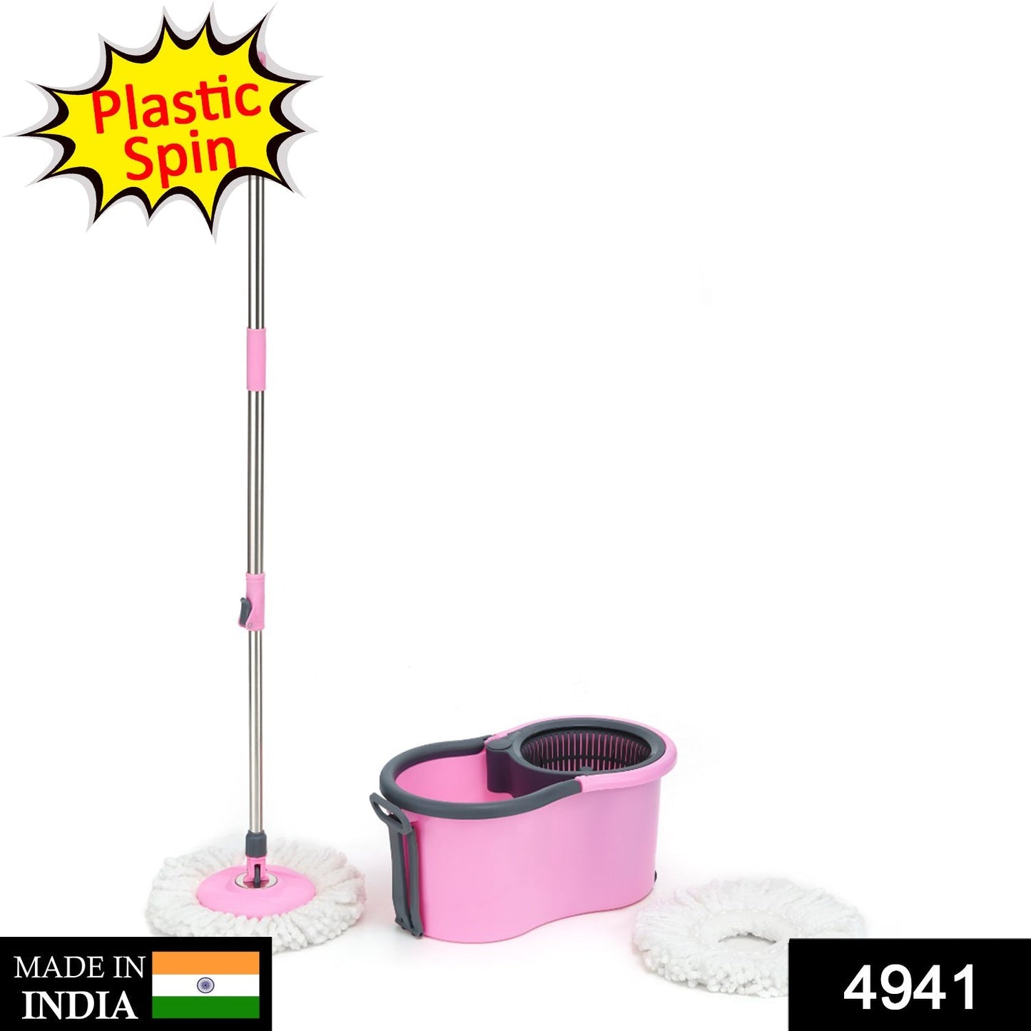 Quick Spin Mop Plastic spin, Bucket Floor Cleaning, Easy Wheels & Big Bucket, Floor Cleaning Mop with Bucket - Springkart 