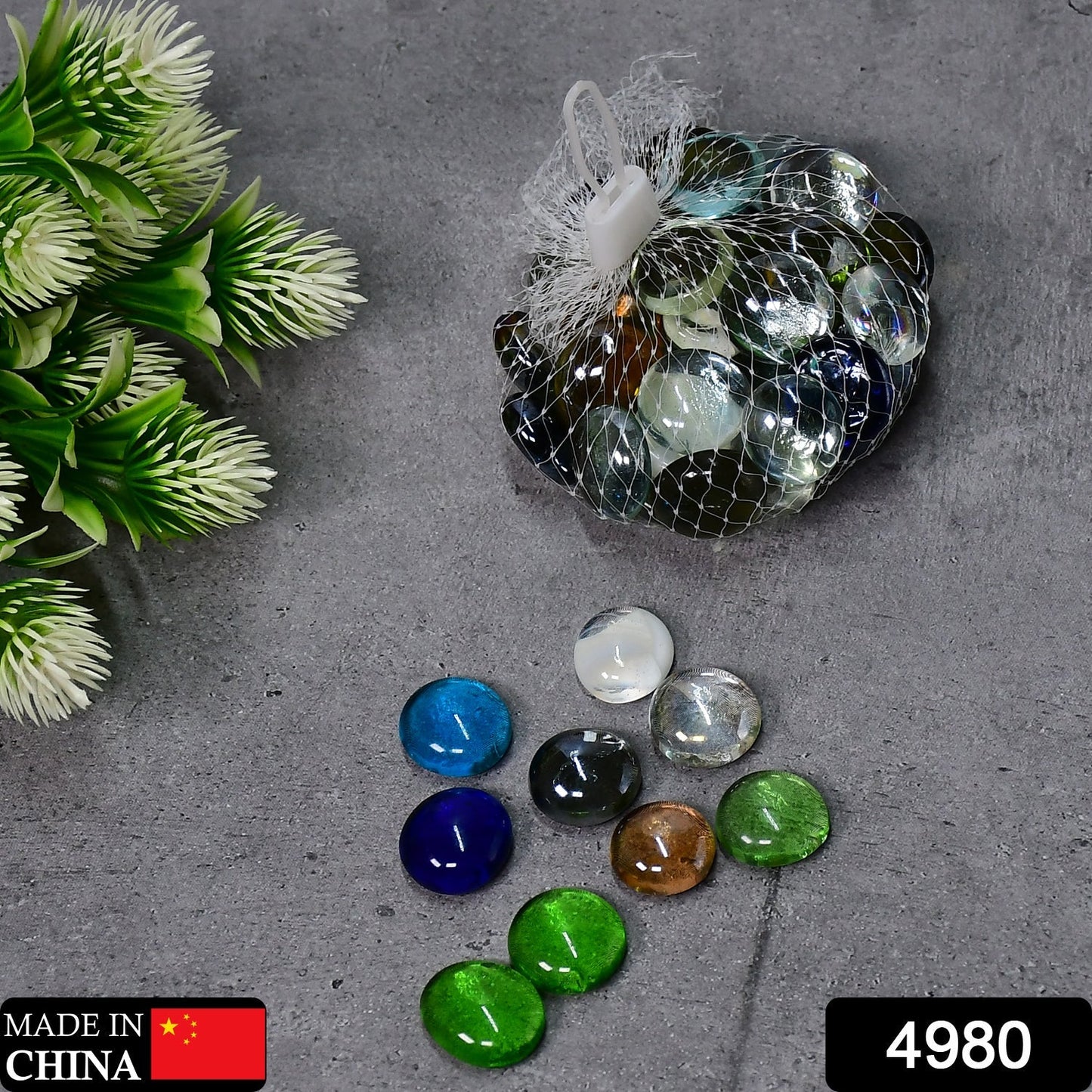 Glass Gem Stone, Flat Round Marbles Pebbles for Vase Fillers, Attractive pebbles for Aquarium Fish Tank. - Springkart 