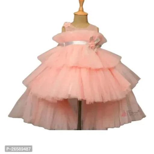 Trendy Peach Net Frocks For Girls  Payment:- Pre-paid