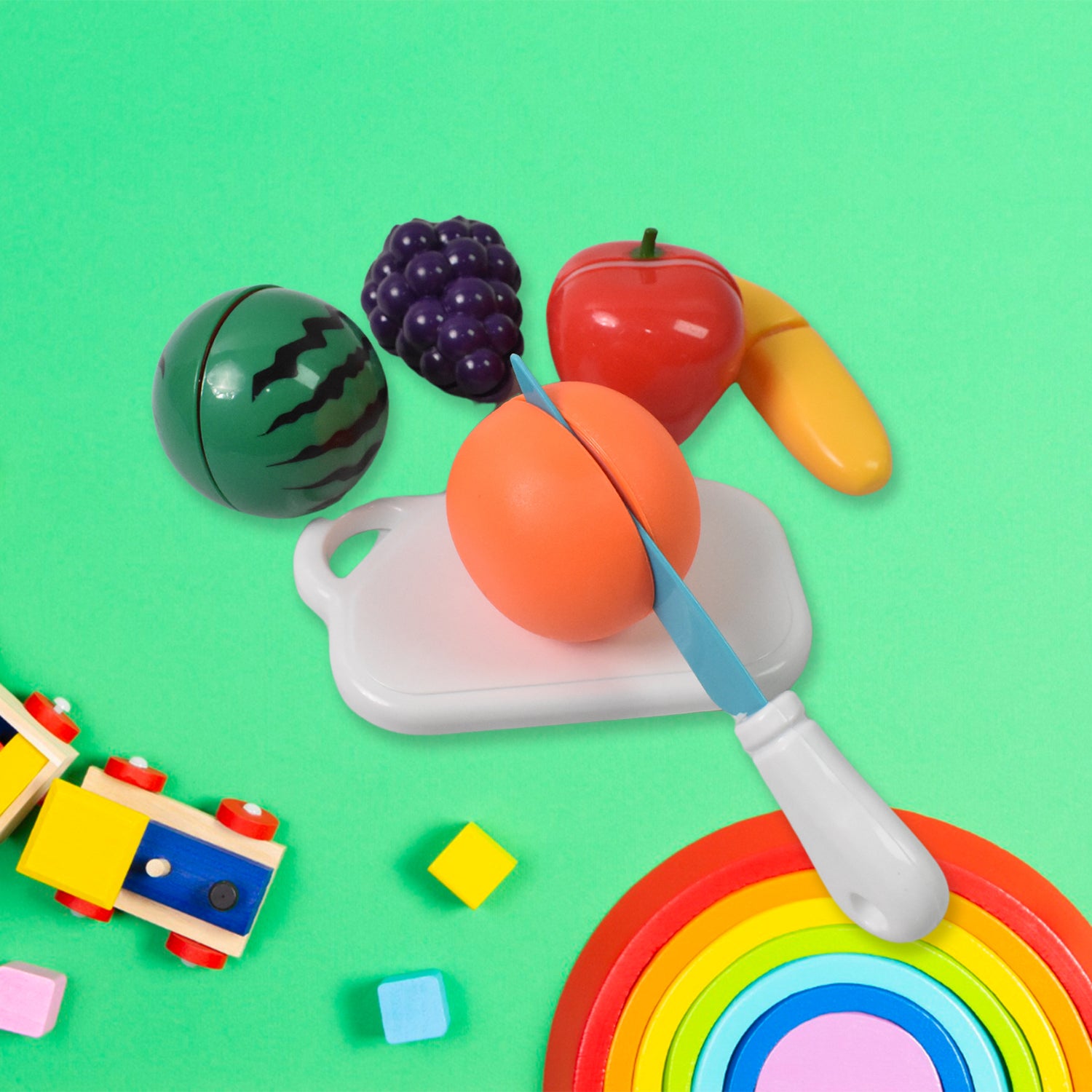 Realistic Sliceable Fruits Cutting Play Toy Set (7 Pcs Set) - Springkart 