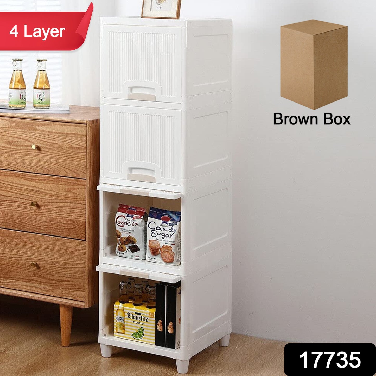 Multipurpose Storage Cabinet Storage Solutions Plastic Drawers Multi Layer Wardrobe Storage Drawers Foldable Multipurpose Drawer Units For Kitchen Bathroom Bedroom Cloth (4 Layer) - Springkart 