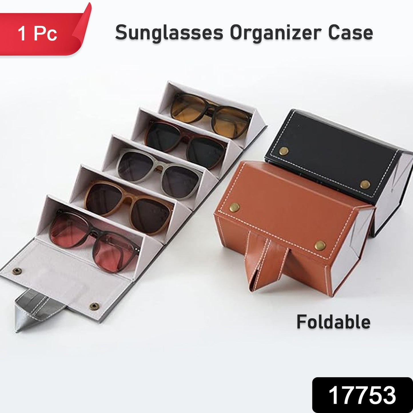 17753 5 Slots Sunglasses Organizer Box Glass Holder Box Spectacle Case Of Sunglasses Specs Case Foldable Travel Glasses Case Storage (1 Pc) - Springkart 