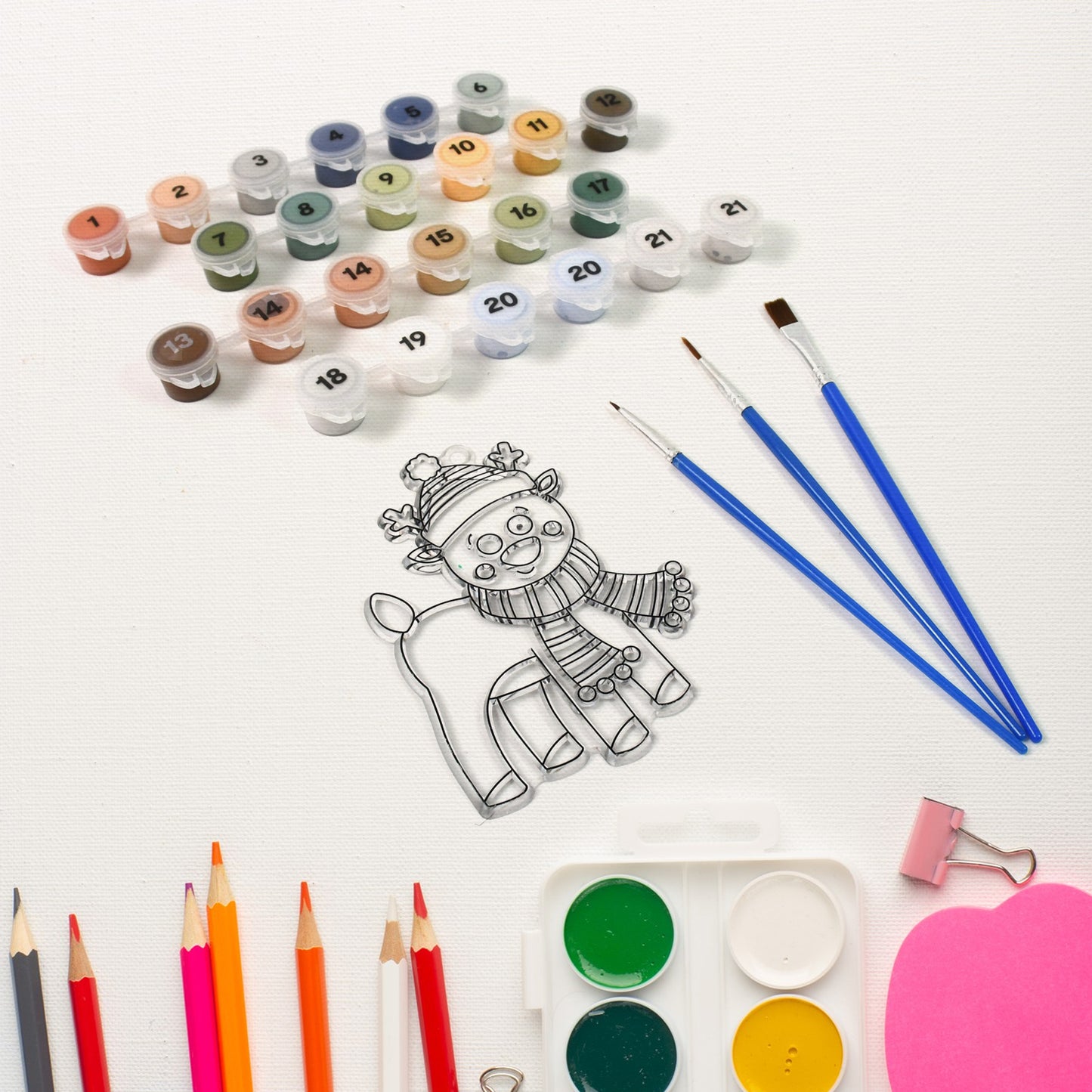 Paint By Number Kits 2 Set 21 Number Color 6 Paint Brushes (2 Set) - Springkart 