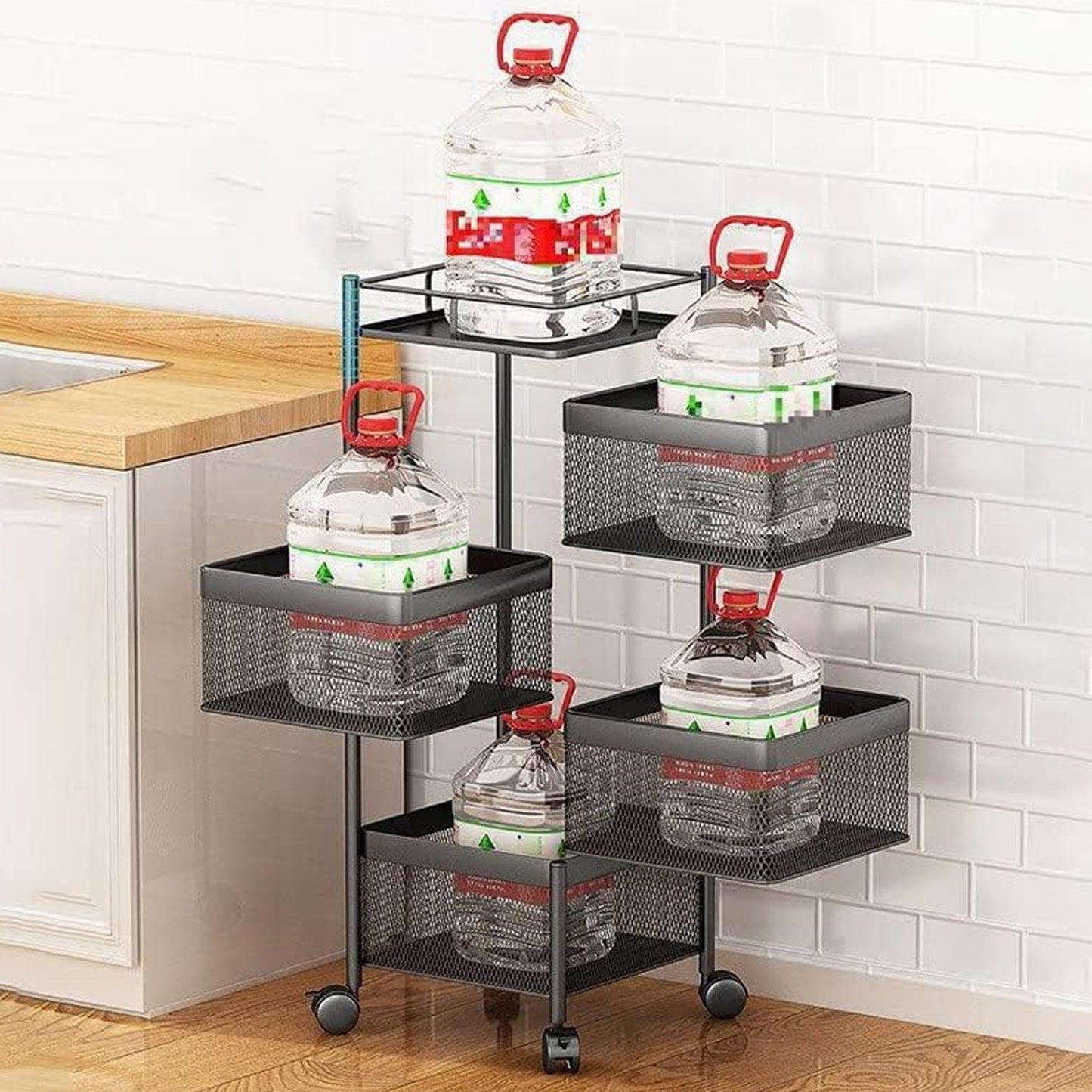 Metal High Quality Kitchen Trolley Kitchen Organizer Items and Kitchen Accessories Items for Kitchen Rack Square Design for Fruits & Vegetable Onion Storage Kitchen Trolley with Wheels (4 Layer) - Springkart 