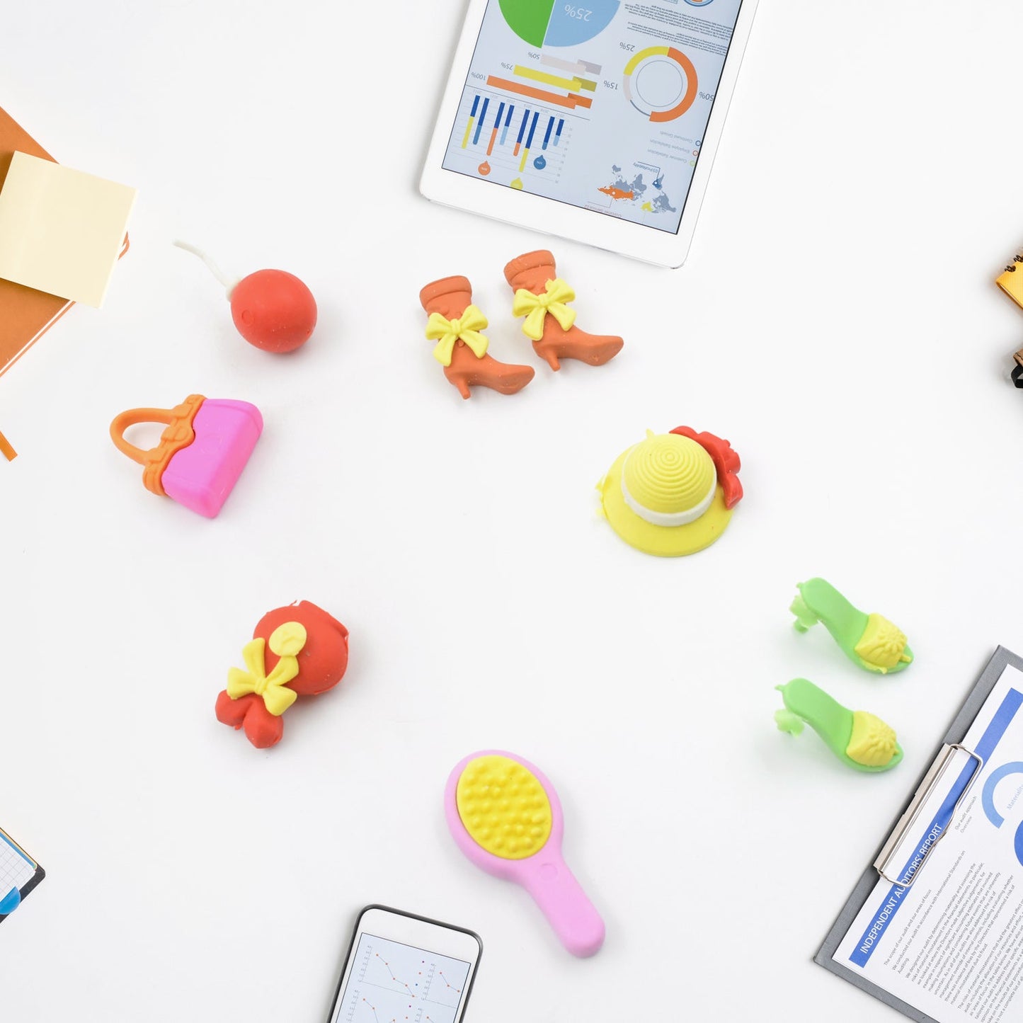 Fancy & Stylish Mini Erasers for Kids (9 Pc Set) - Fun Designs, Party Favors - Springkart 