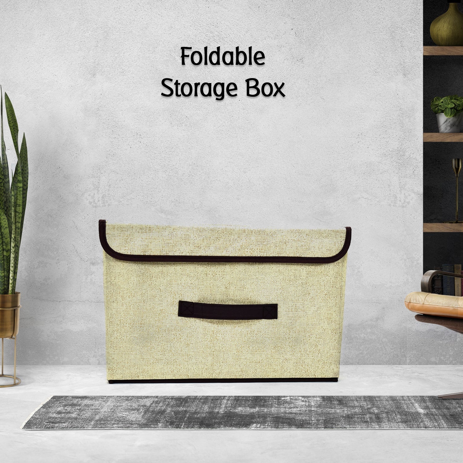 Foldable Storage Box with Lid and Handles, Cotton and Linen Storage Bins and Baskets Organizer for Nursery, Closet, Bedroom, Home - Springkart 