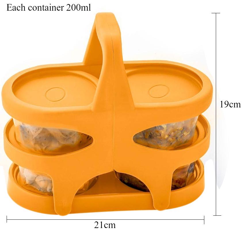 Lunch Box (200 ml each Container) with Attractive Stand - 4 pcs - Springkart 