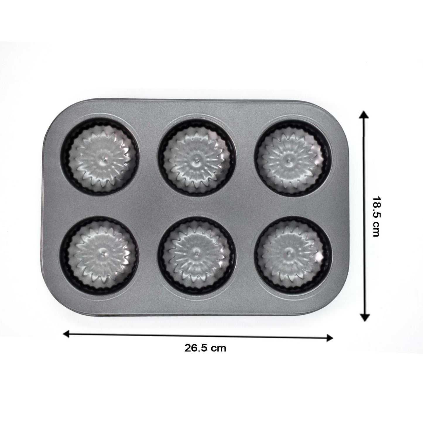 6 slot non-stick mold for baking cupcakes