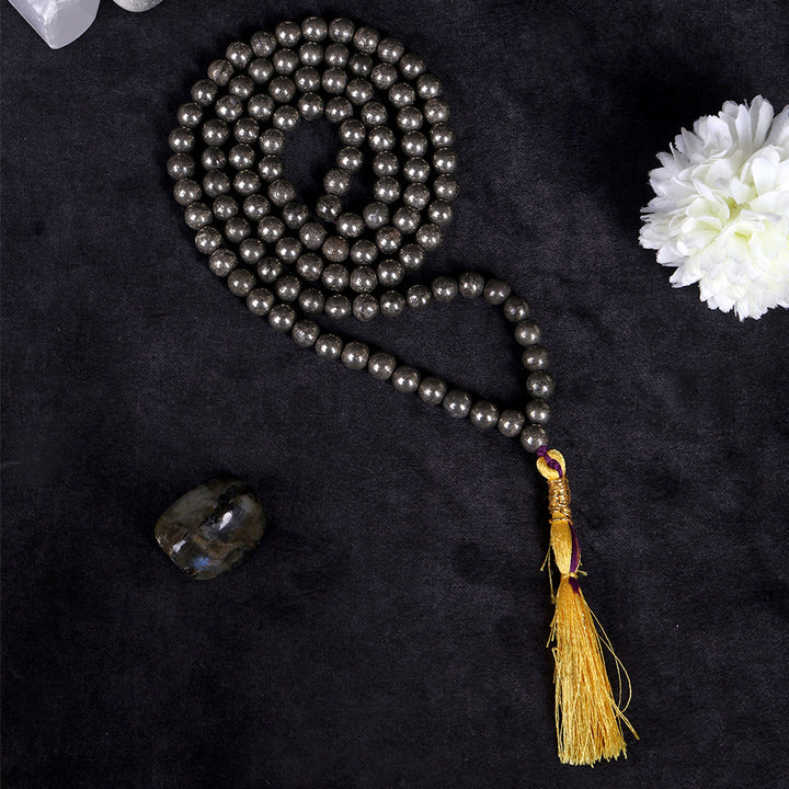 Pyrite Hakik Mala 108 Beads | Cosmic Energy Mala