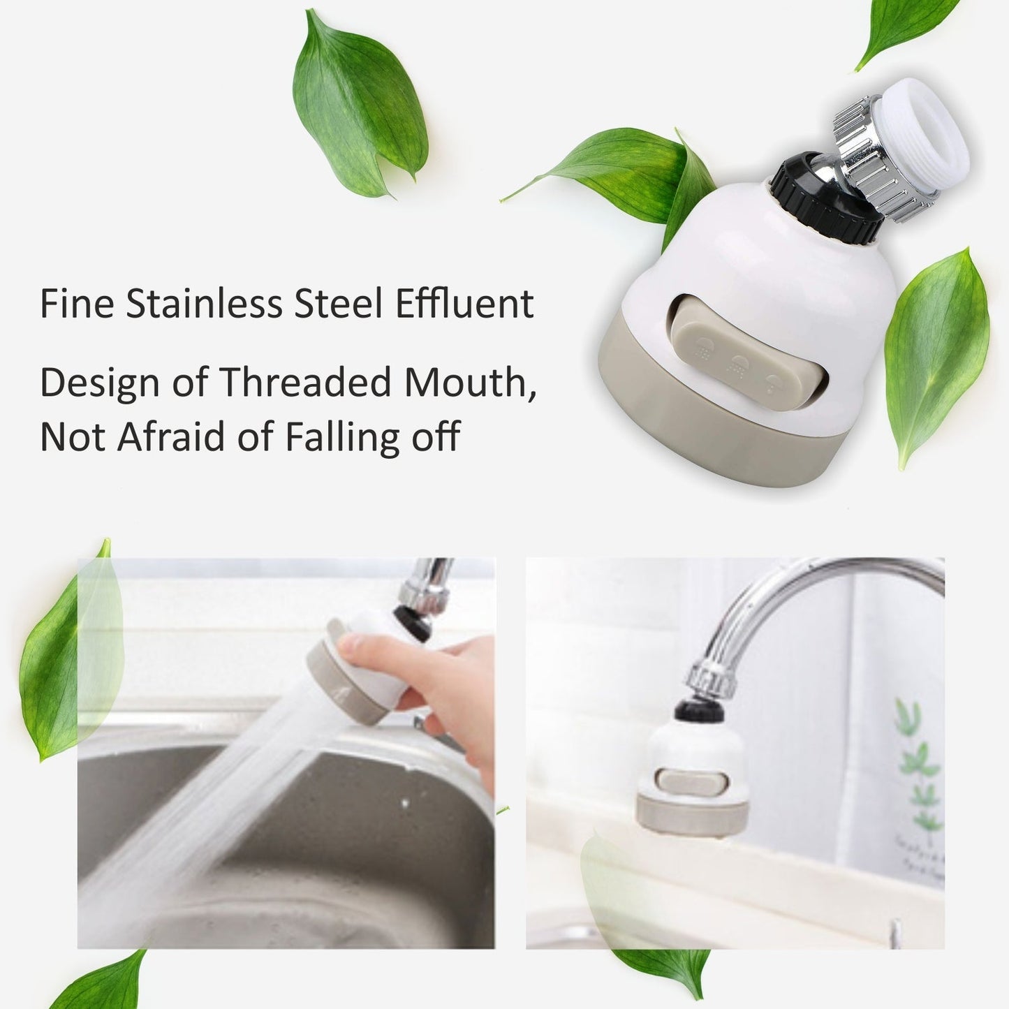 Rotatable Splash Proof 3 Modes Water Saving Nozzle Filter Faucet Sprayer - Springkart 