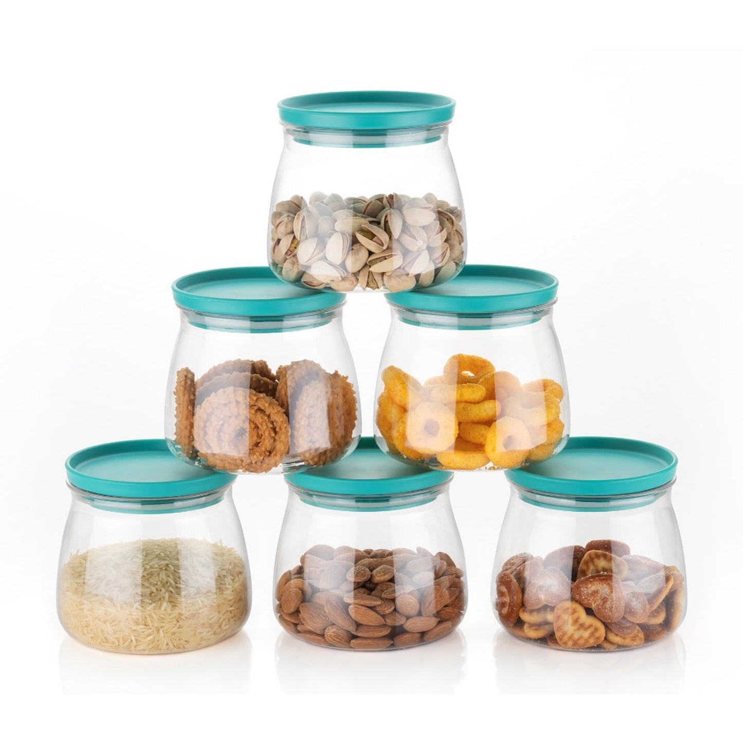Matka Shaped Jar with Air Tight & Leak Proof Lid (Multicolour) (Set of 6) (900Ml) - Springkart 