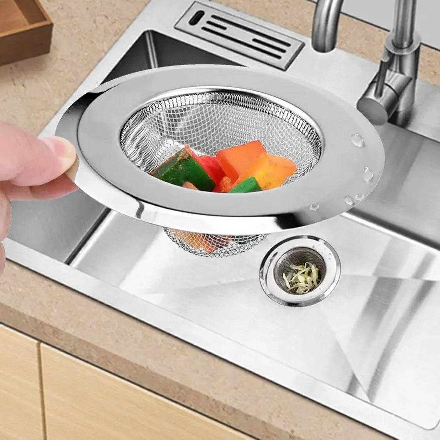 Medium Size Stainless Steel Sink Strainer Kitchen Drain Basin Filter Stopper Drainer - Springkart 