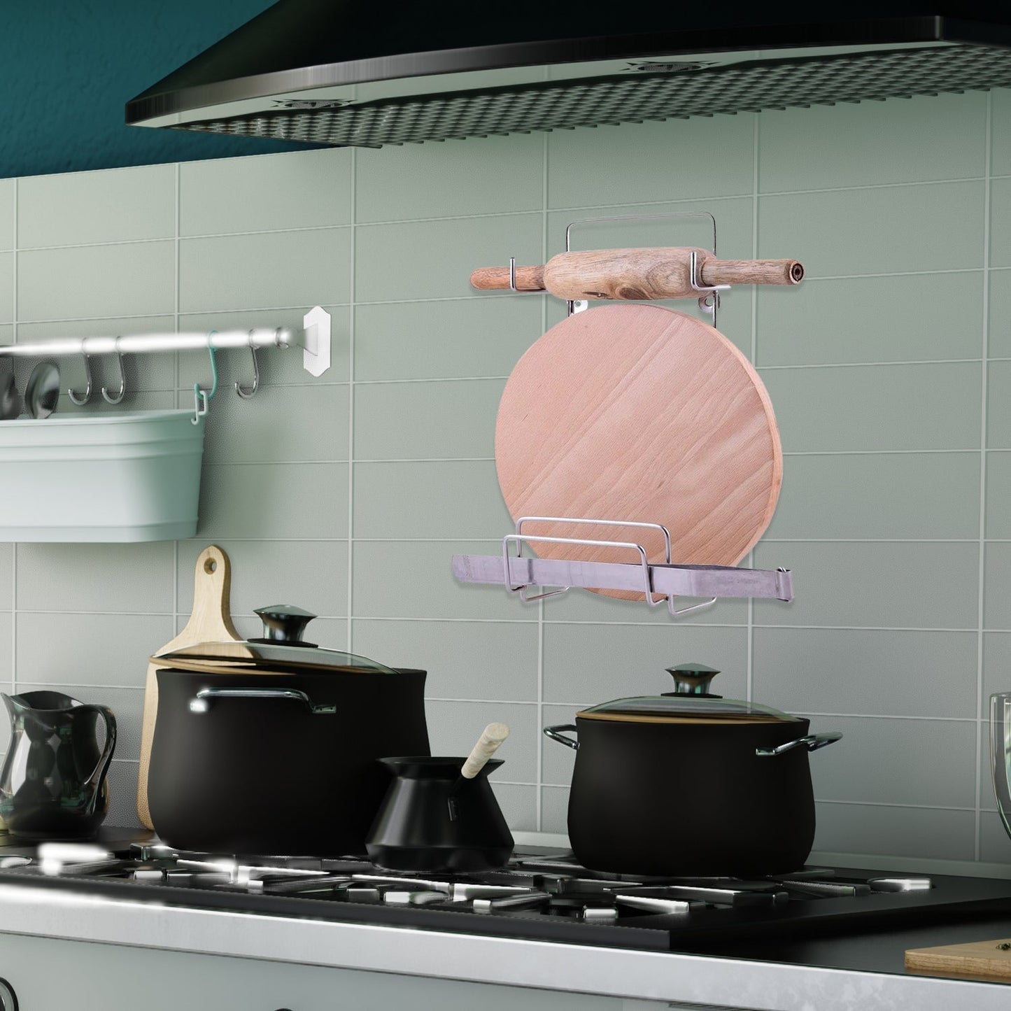 Chakla Belan Stand for Kitchen with Stainless Steel - Springkart 