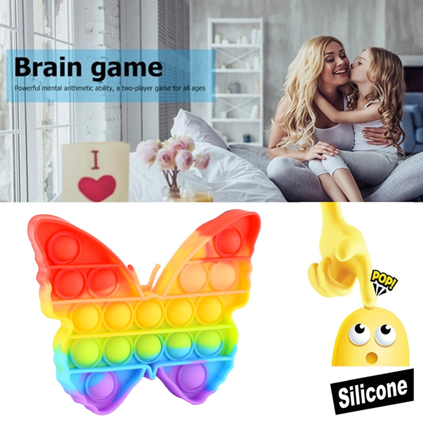Pop Fidget Toy Push Pop Bubble Fidget Sensory Toy for Kids and Adults Fidget Popper Stress Reliever Sensory Fidget Poppers (Butterfly & Car Shape / 1 Pc) - Springkart 
