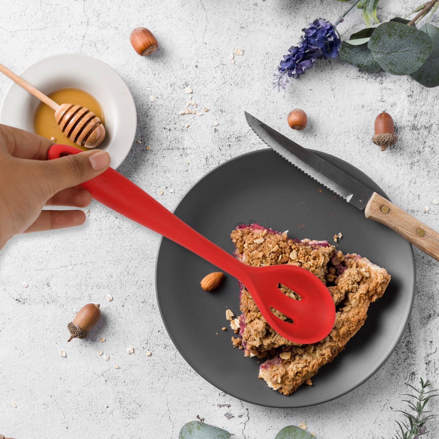 Multipurpose Silicone Spoon, Silicone Basting Spoon Non-Stick Kitchen Utensils Household Gadgets Heat-Resistant Non Stick Spoons Kitchen Cookware Items For Cooking and Baking (6 Pcs Set) - Springkart 