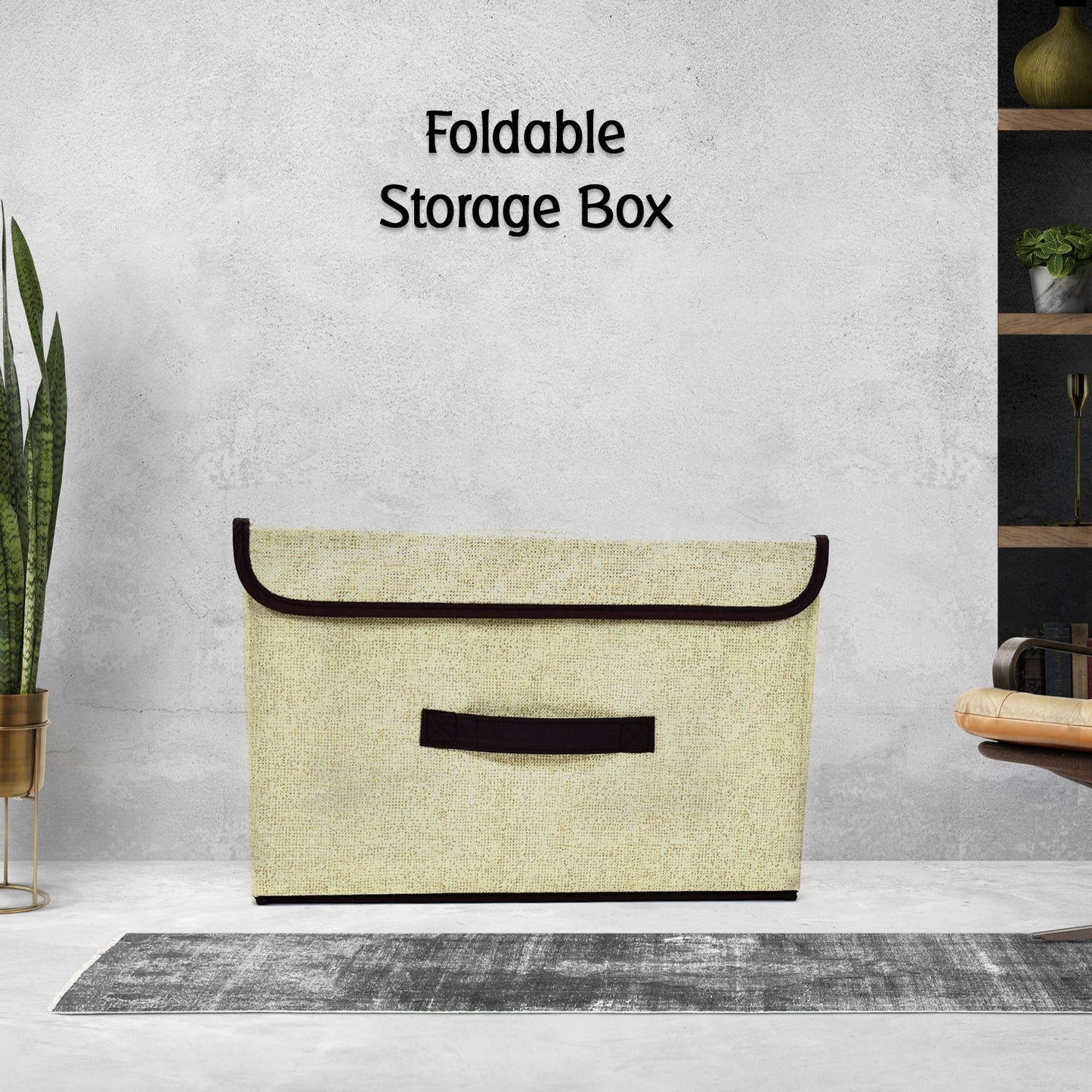 Foldable Storage Box with Lid and Handles, Cotton and Linen Storage Bins and Baskets Organizer for Nursery, Closet, Bedroom, Home - Springkart 