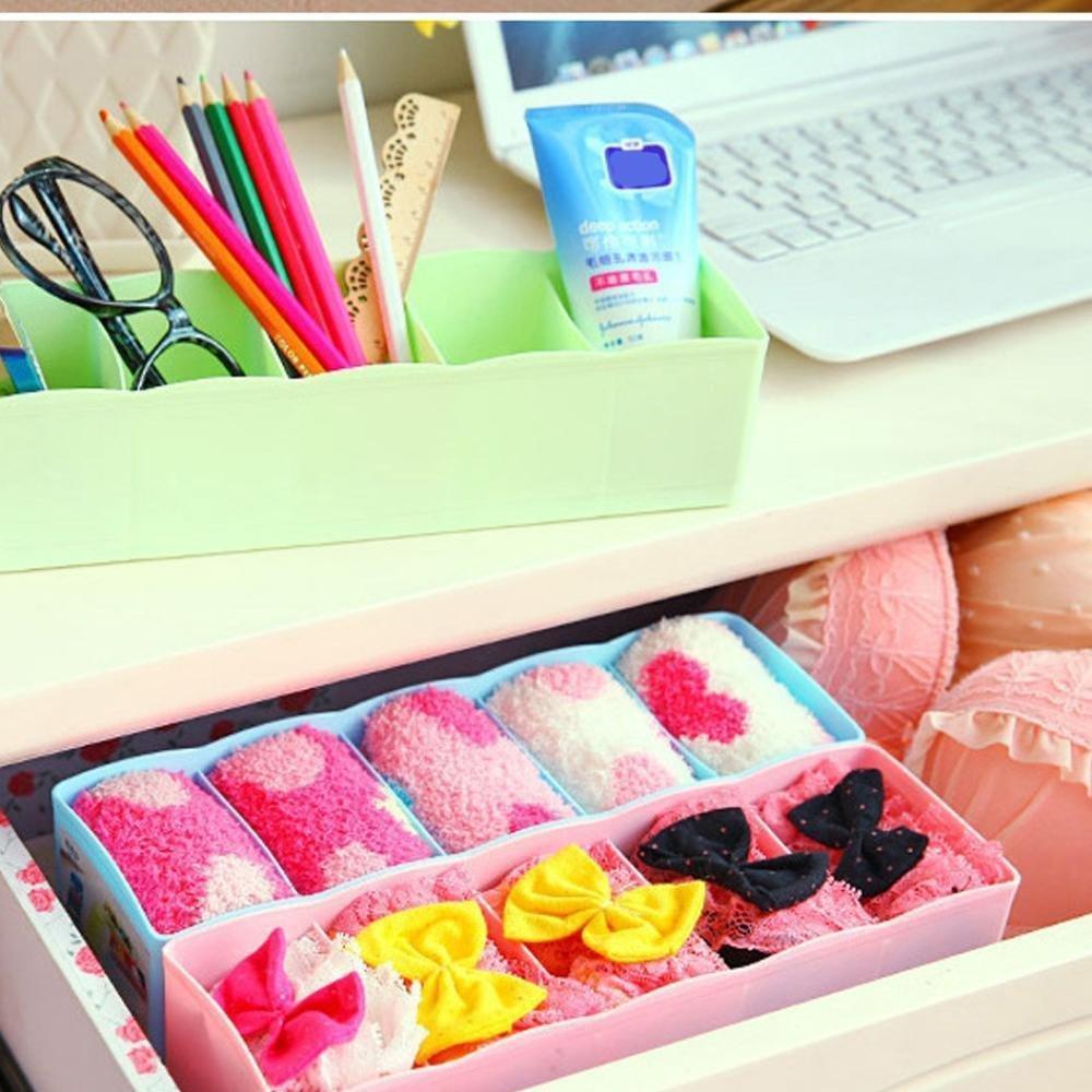 5 Compartments Socks / Handkerchief / Underwear Storage Box Socks Drawer Closet Organizer Storage Boxes (pack of 2) - Springkart 