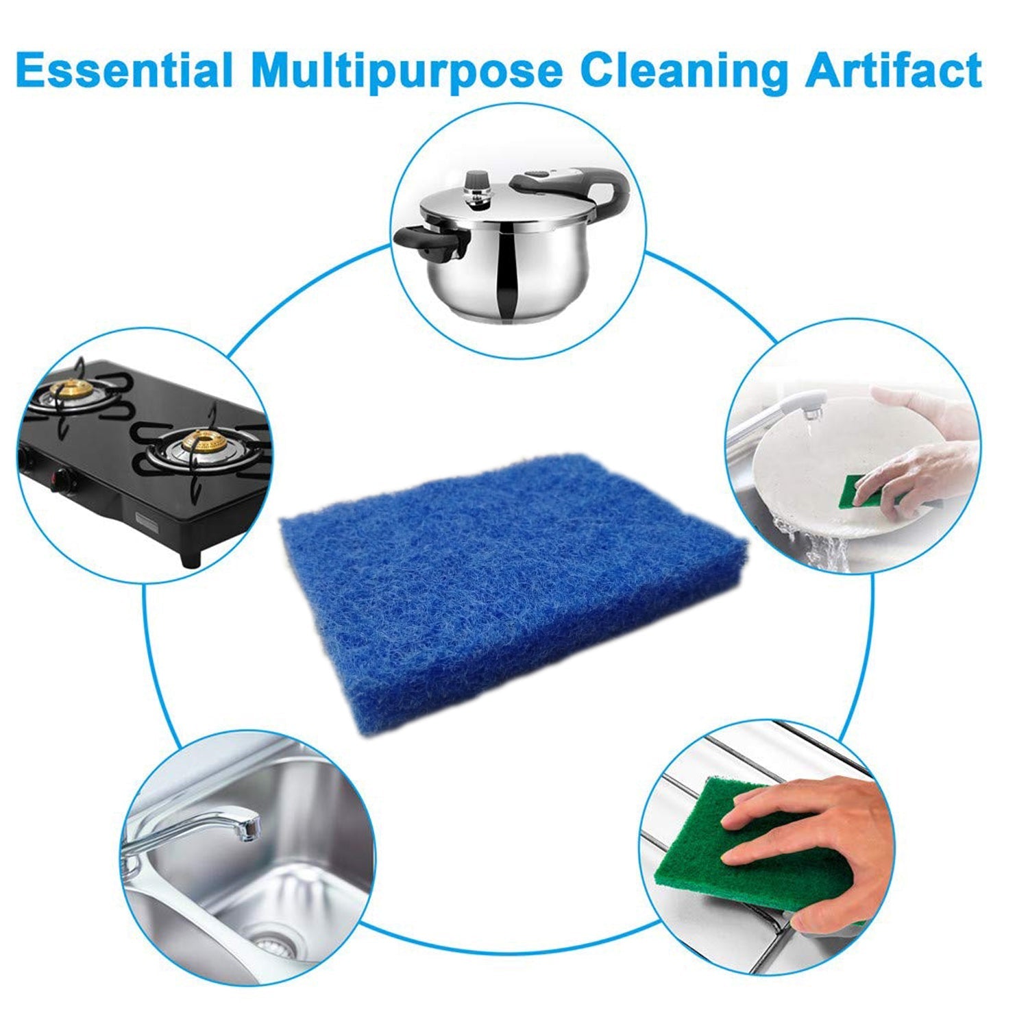 Kitchen Scrubber Pads for Utensils / Tiles Cleaning (Pack of 4) - Springkart 
