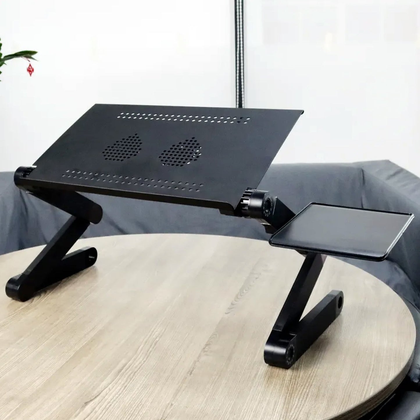 Modern Style Portable Adjustable Foldable Laptop Holder Notebook Desks Lap PC Folding Desk Table Vented Stand 2 Built in Cooling Fans - Springkart 