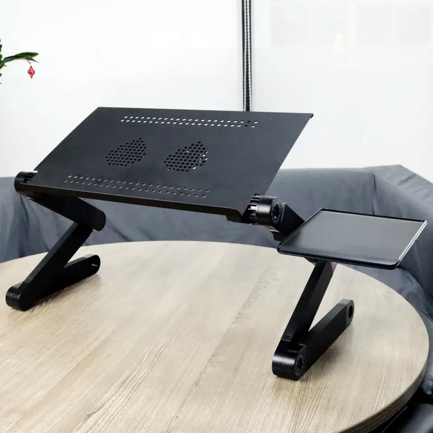Modern Style Portable Adjustable Foldable Laptop Holder Notebook Desks Lap PC Folding Desk Table Vented Stand 2 Built in Cooling Fans - Springkart 