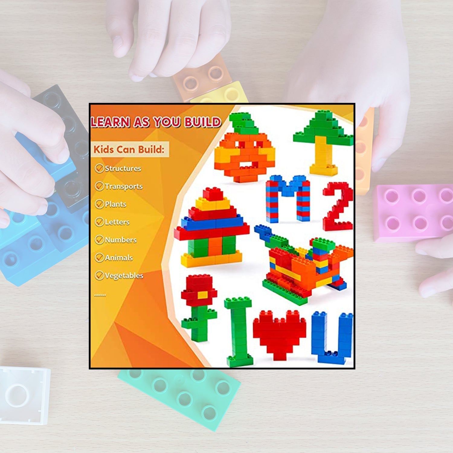 Blocks Set for Kids, Play Fun and Learning Blocks for Kids Games for Children Block Game Puzzles Set Boys, Children (Multicolor, 120 Bricks Blocks) - Springkart 
