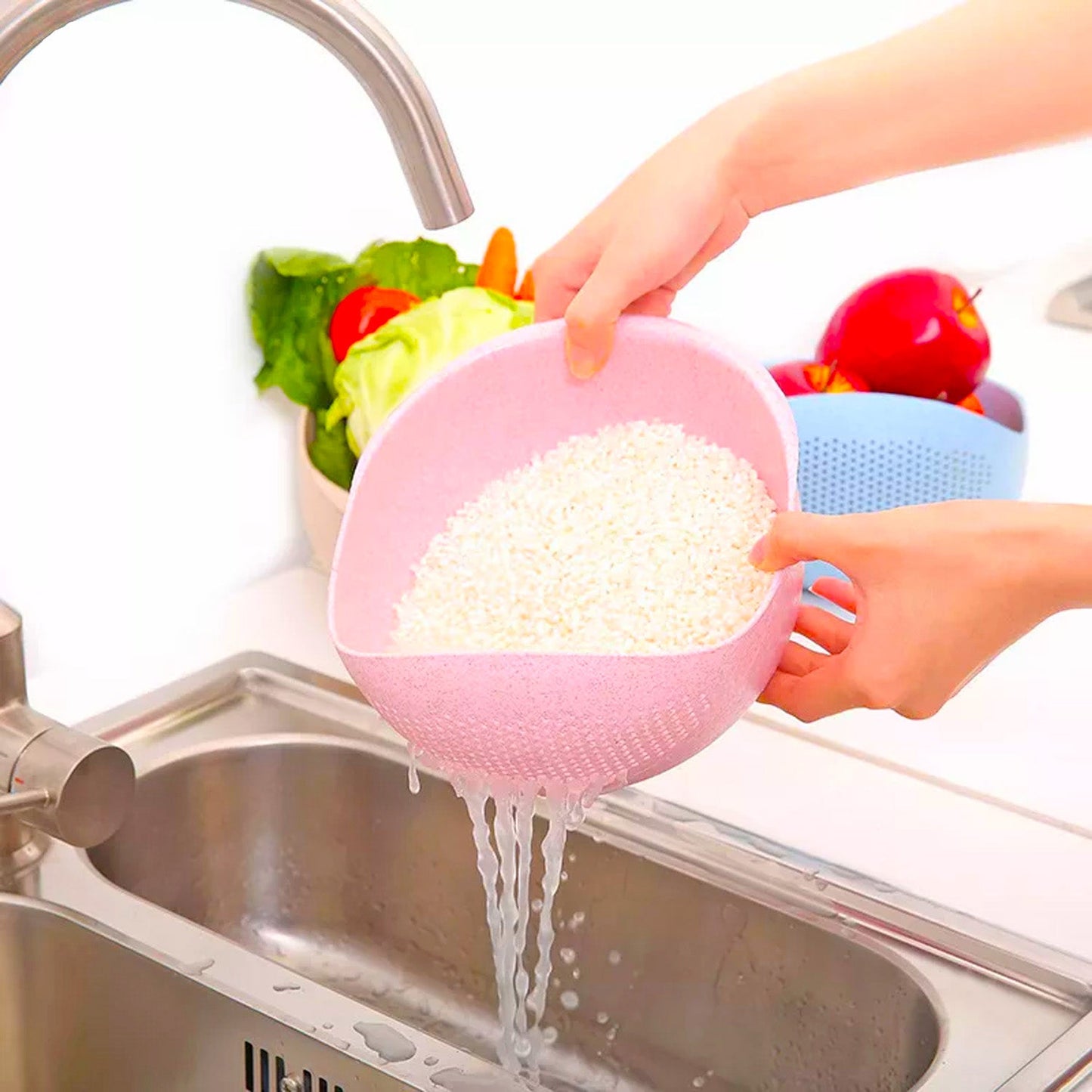 Multipurpose High Quality Washing Bowl for Rice (1 Pc) - Springkart 