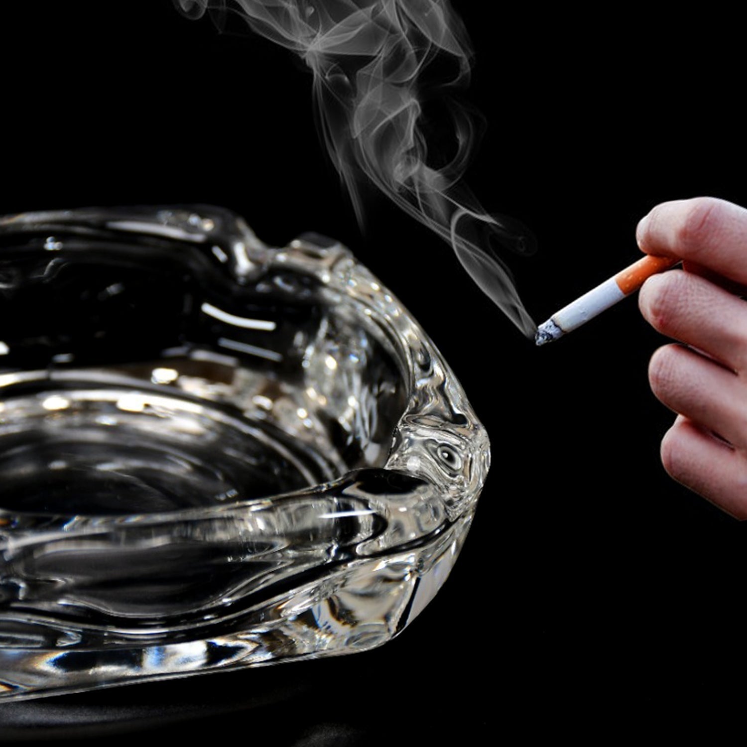 Glass Brunswick Crystal Quality Cigar Cigarette Ashtray Round Tabletop for Home Office Indoor Outdoor Home Decor - Springkart 