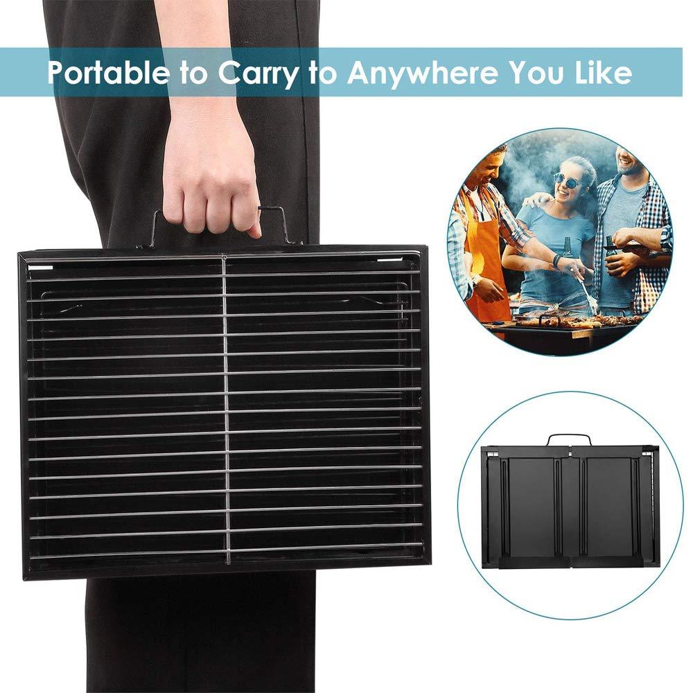 Folding Barbeque Charcoal Grill Oven (Black, Carbon Steel) - Springkart 