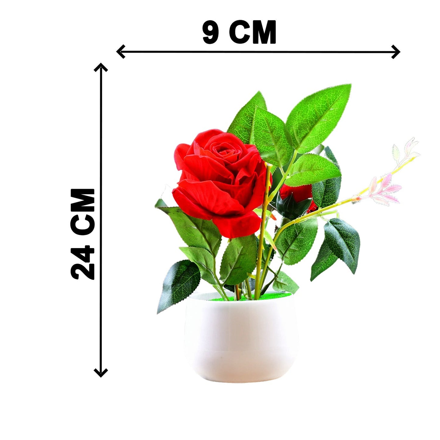 Artificial Rose Flower Plant With Pot, For Home Office Or Gift - Springkart 