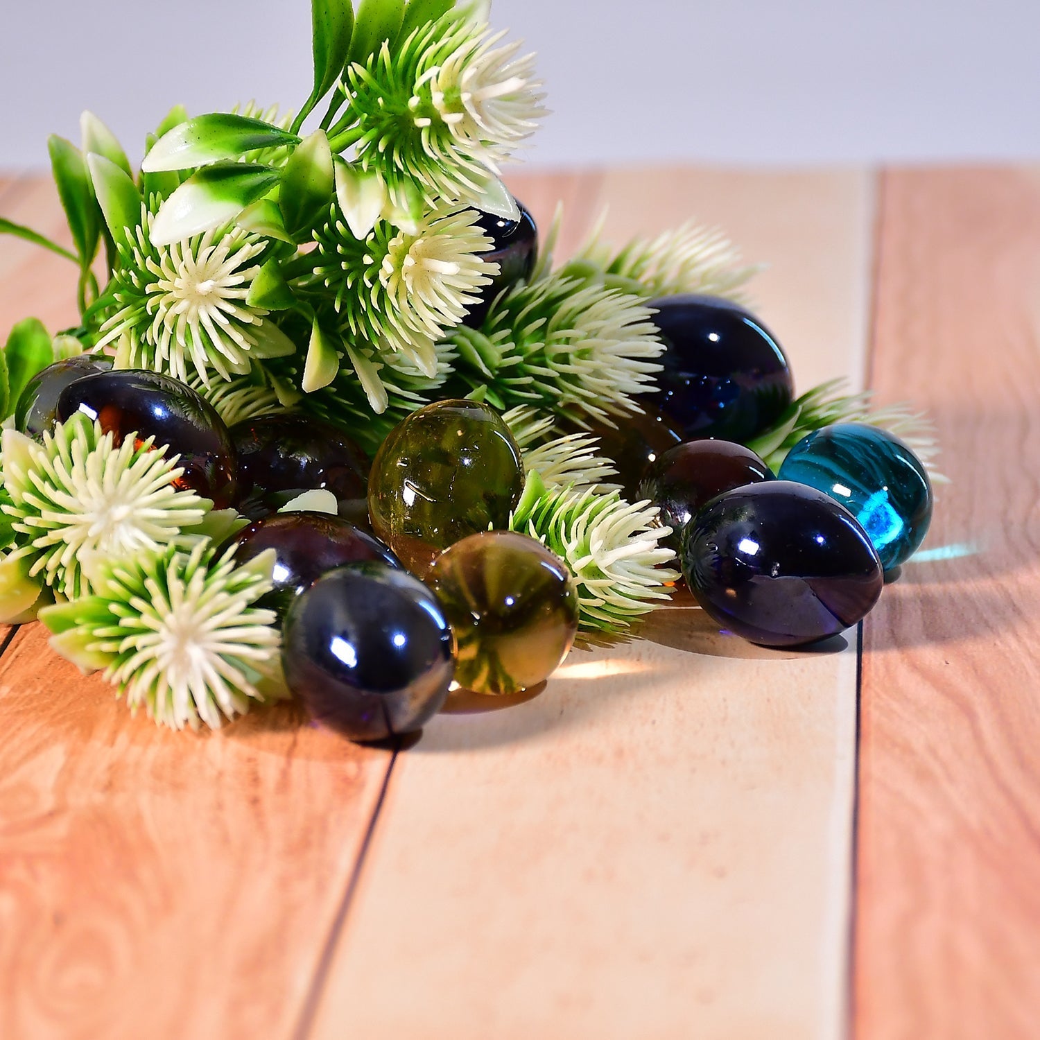 Glass Gem Stone, Flat Round Marbles Pebbles for Vase Fillers, Attractive pebbles for Aquarium Fish Tank. - Springkart 