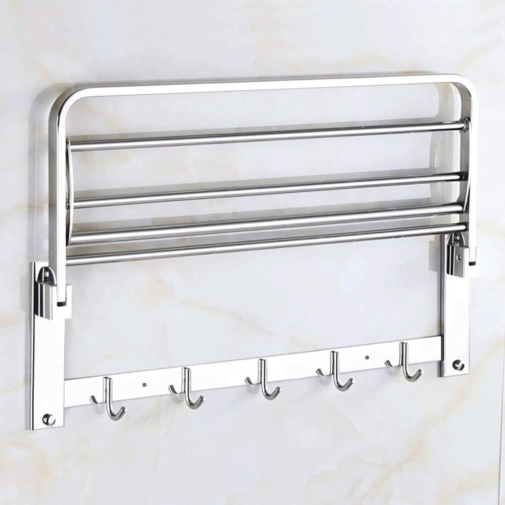 Stainless Steel Folding Towel Rack Cum Towel Bar 18 Inch - Springkart 