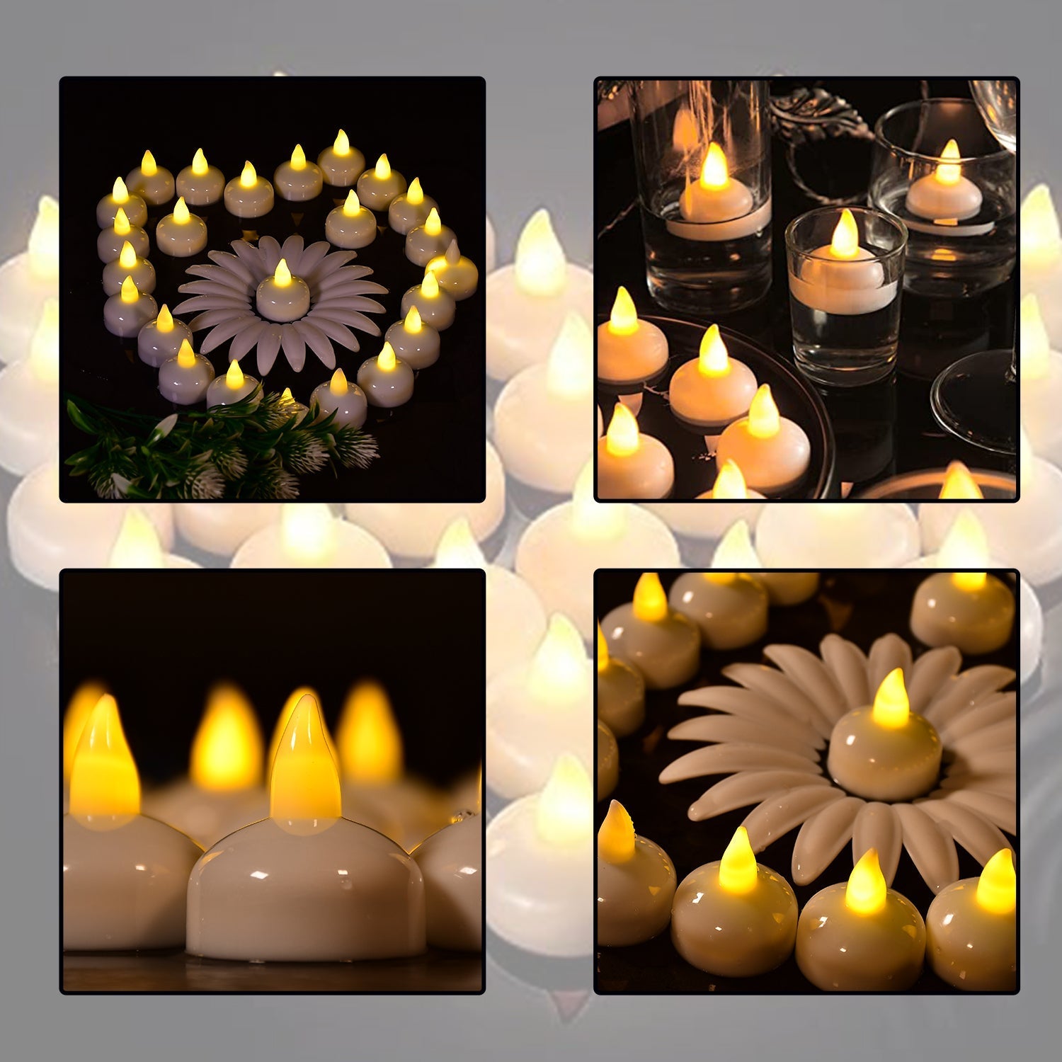 Set of 12 Flameless Floating Candles Battery Operated Tea Lights Tealight Candle - Decorative, Wedding.( Diya , Divo , Diva , Deepak , Jyoti ,) - Springkart 