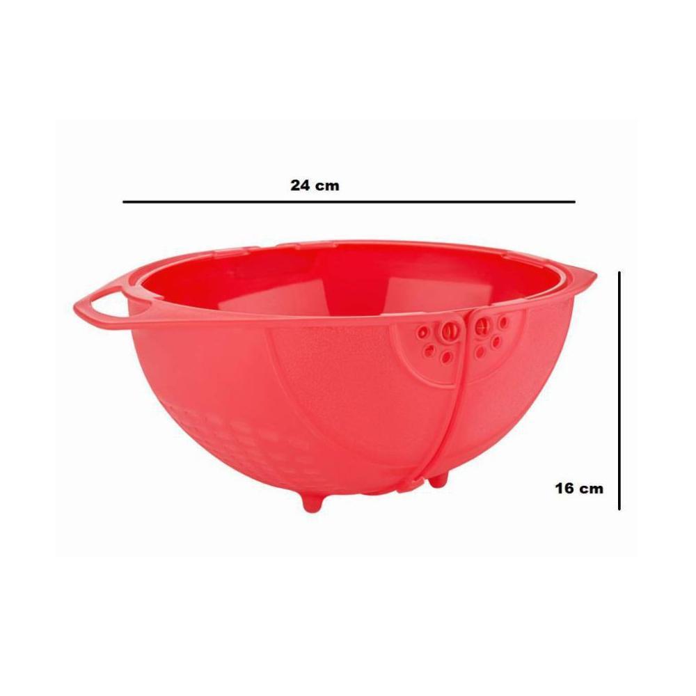 Plastic Revolving Multi Functional Rice, Vegetable Fruit Wash Basket Bowl (Multi Colour) - Springkart 