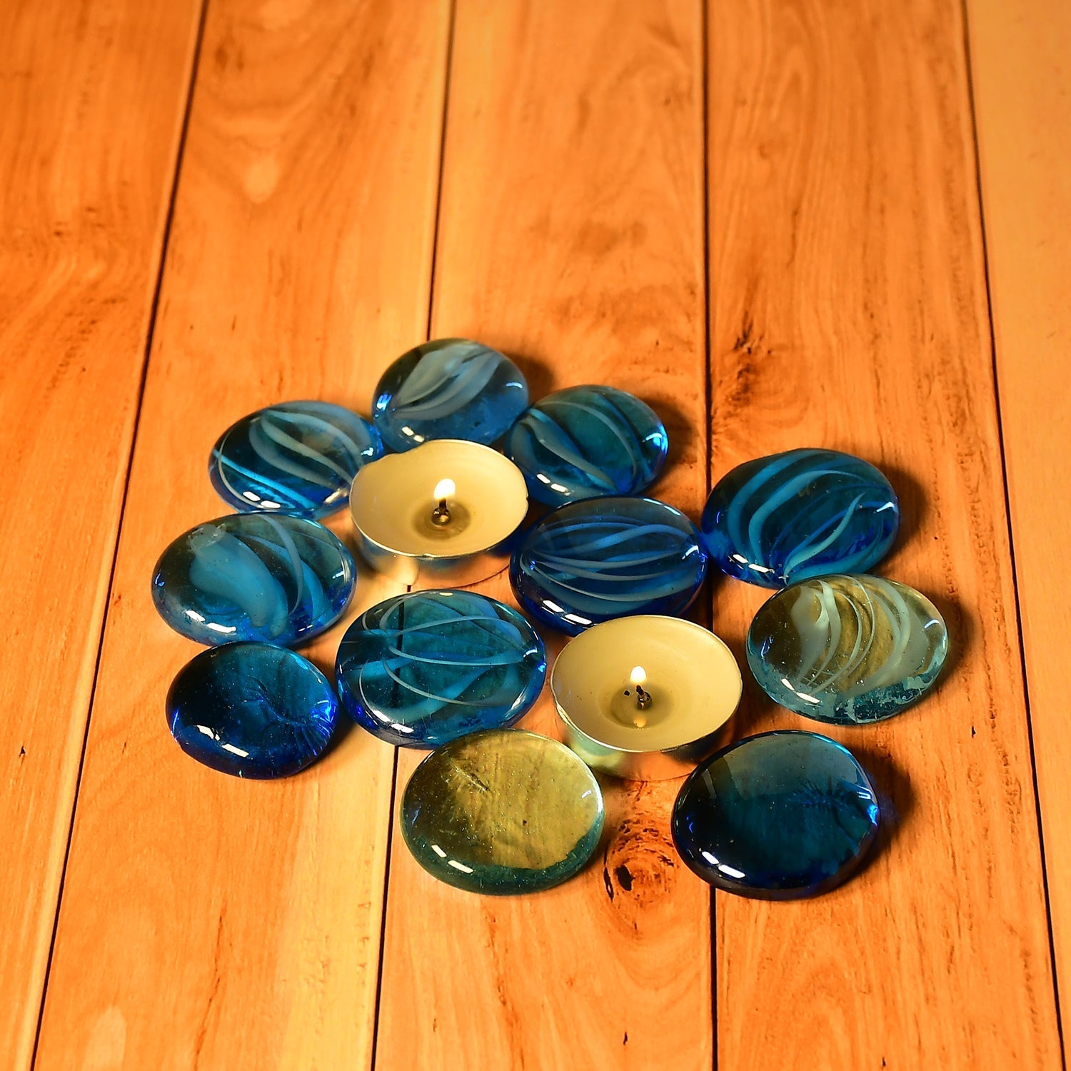 Glass Gem Stone, Flat Round Marbles Pebbles for Vase Fillers, Attractive pebbles for Aquarium Fish Tank. - Springkart 