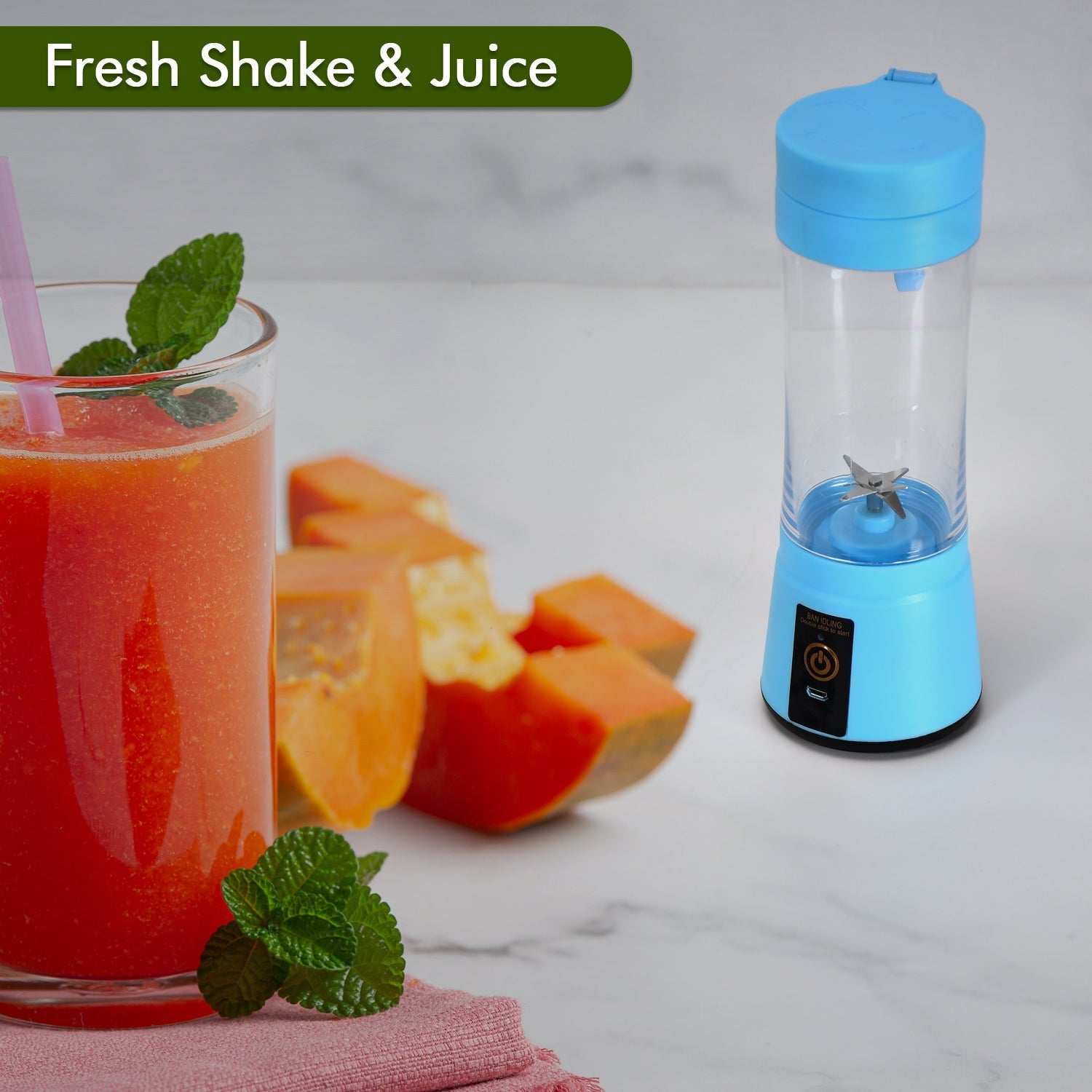 Portable 6 Blade Juicer Cup USB Rechargeable Vegetables Fruit Juice Maker Juice Extractor Blender Mixer - Springkart 