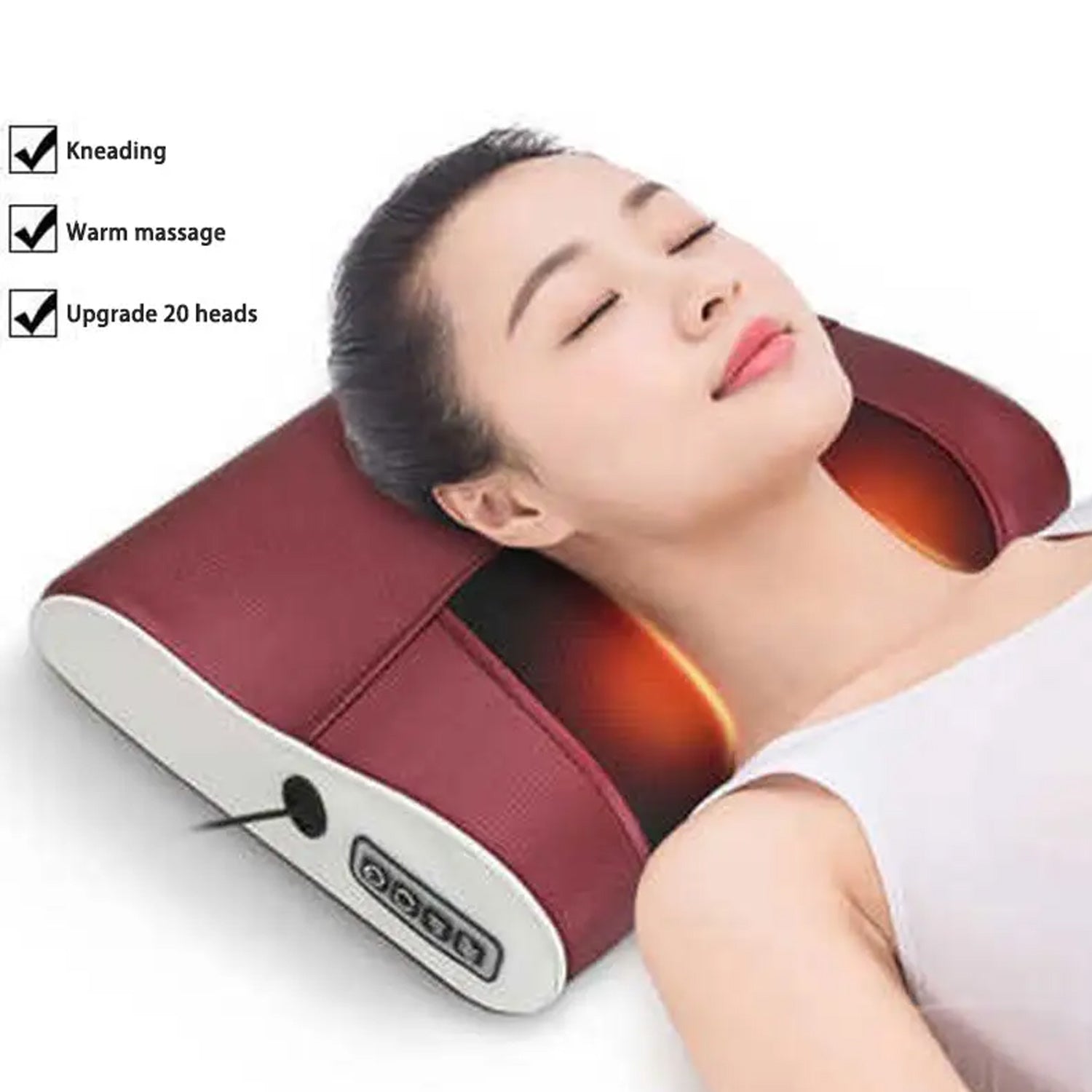Electric Neck Waist Back Massager Neck Massager Multipurpose Neck Massage Pillow Deep Tissue Massage Nodes Electric Pillow with Heat for Shoulders Calf Legs Feet Hands - Springkart 