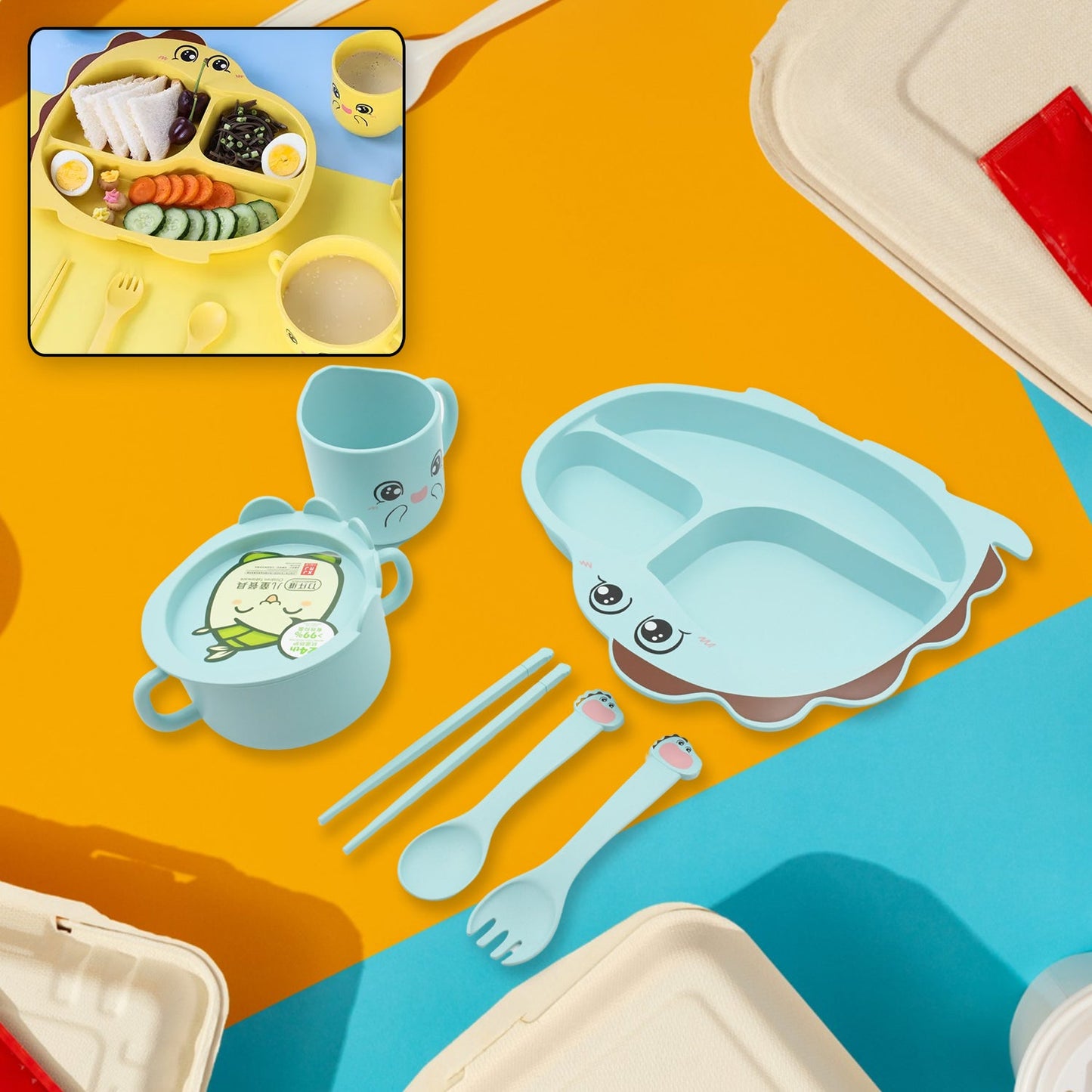 Baby Feeding Set For Kids And Toddlers (7 pcs set) - Springkart 