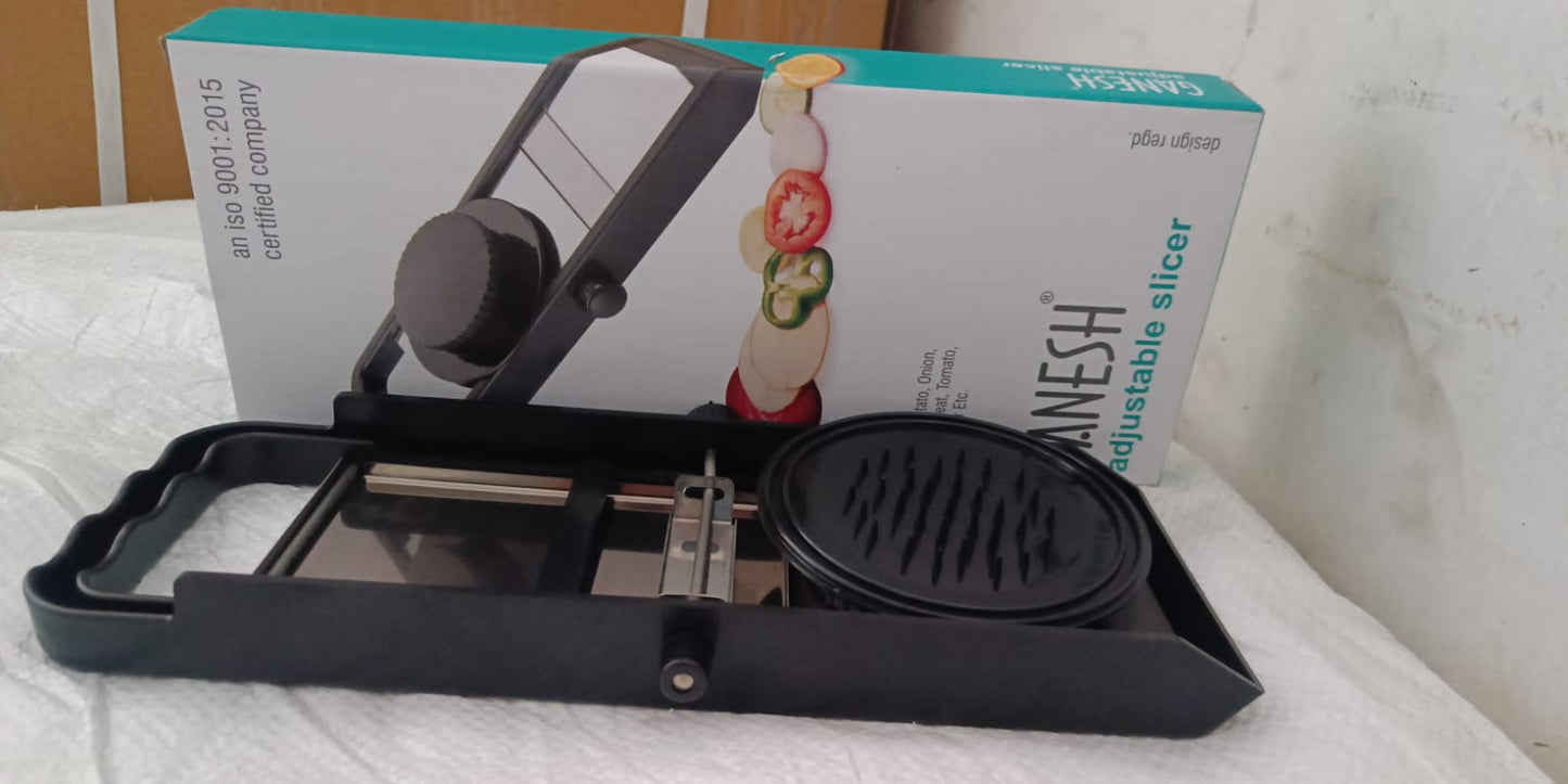 Ganesh Adjustable Plastic Slicer, 1-Piece, Black / Silver - Springkart 