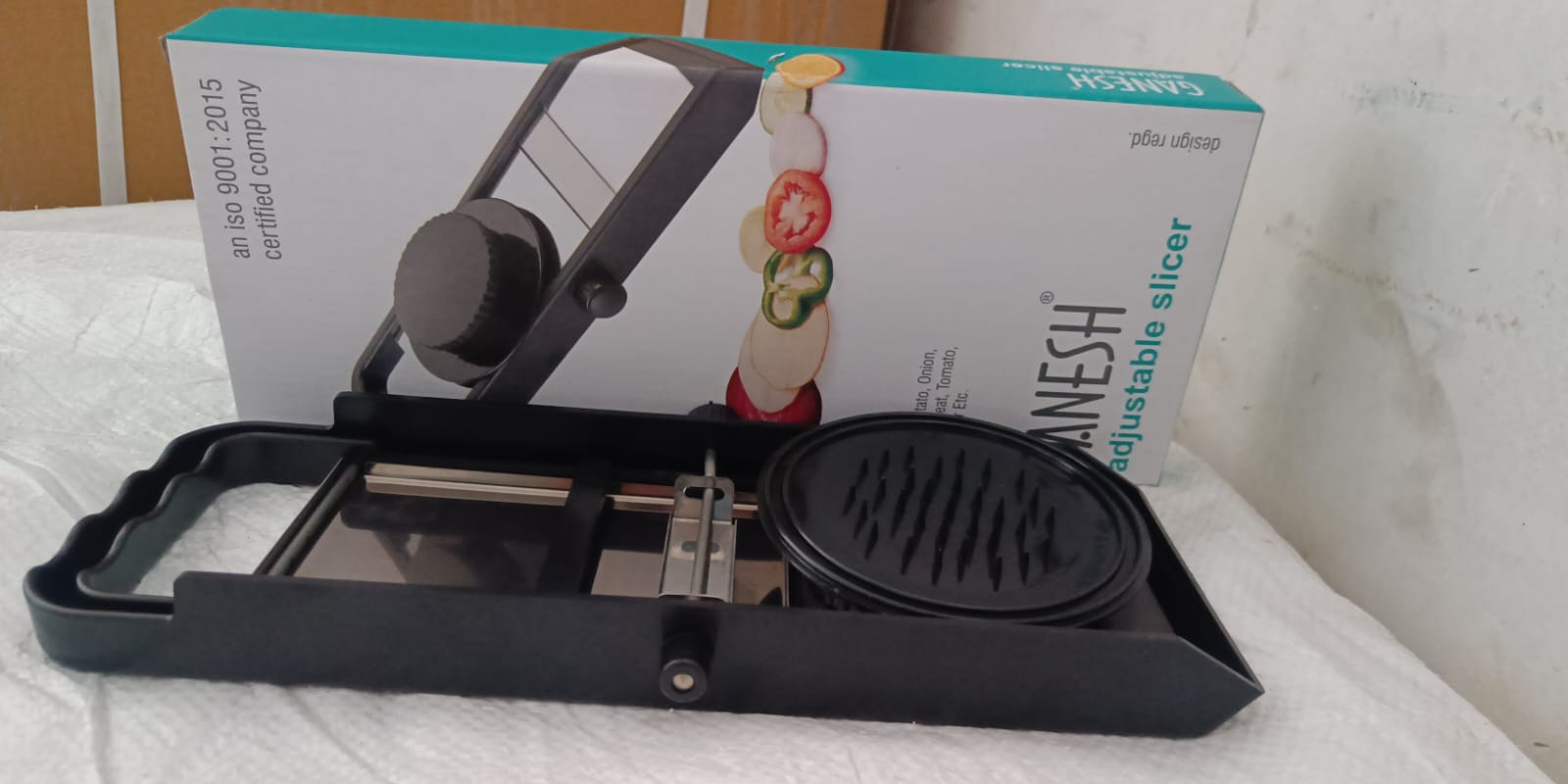 Ganesh Adjustable Plastic Slicer, 1-Piece, Black / Silver - Springkart 