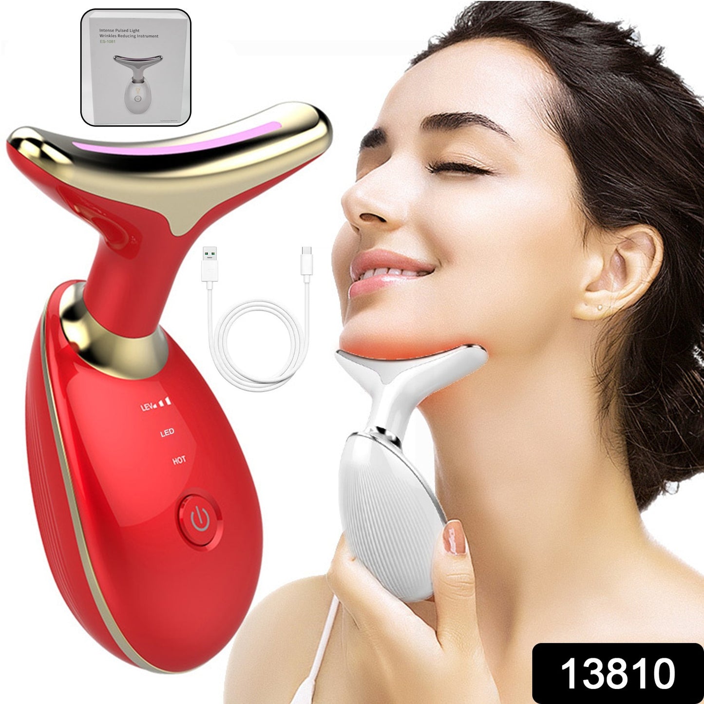 Electric Face Massager Wrinkle Remover Led Photon Face Beauty Device (1 Pc) - Springkart 
