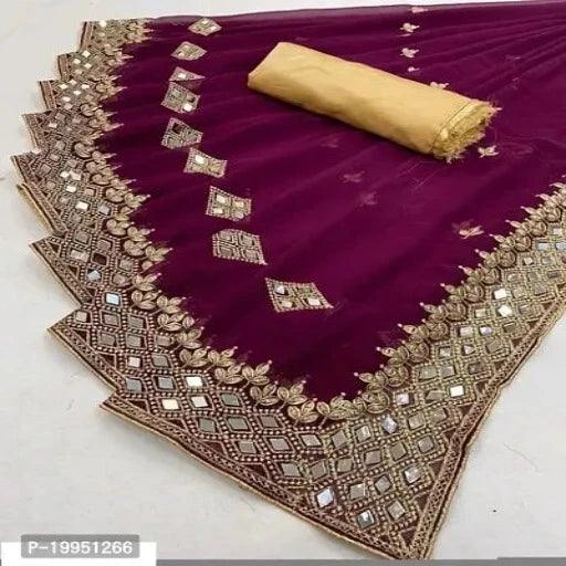 Stylish Net Saree With Blouse Piece For Women