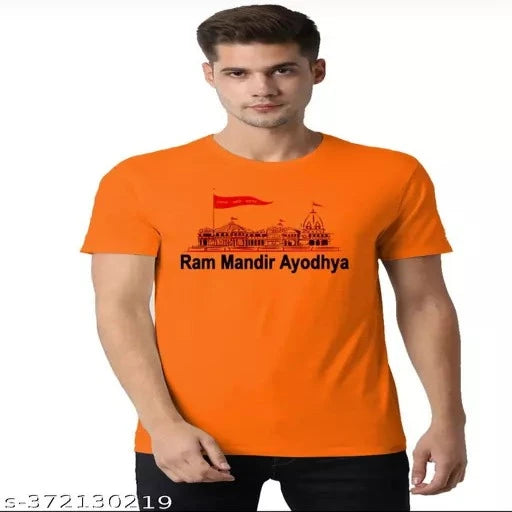 Shree Ram Mandir Ayodhya Printed Polyester Tshirt - Springkart 